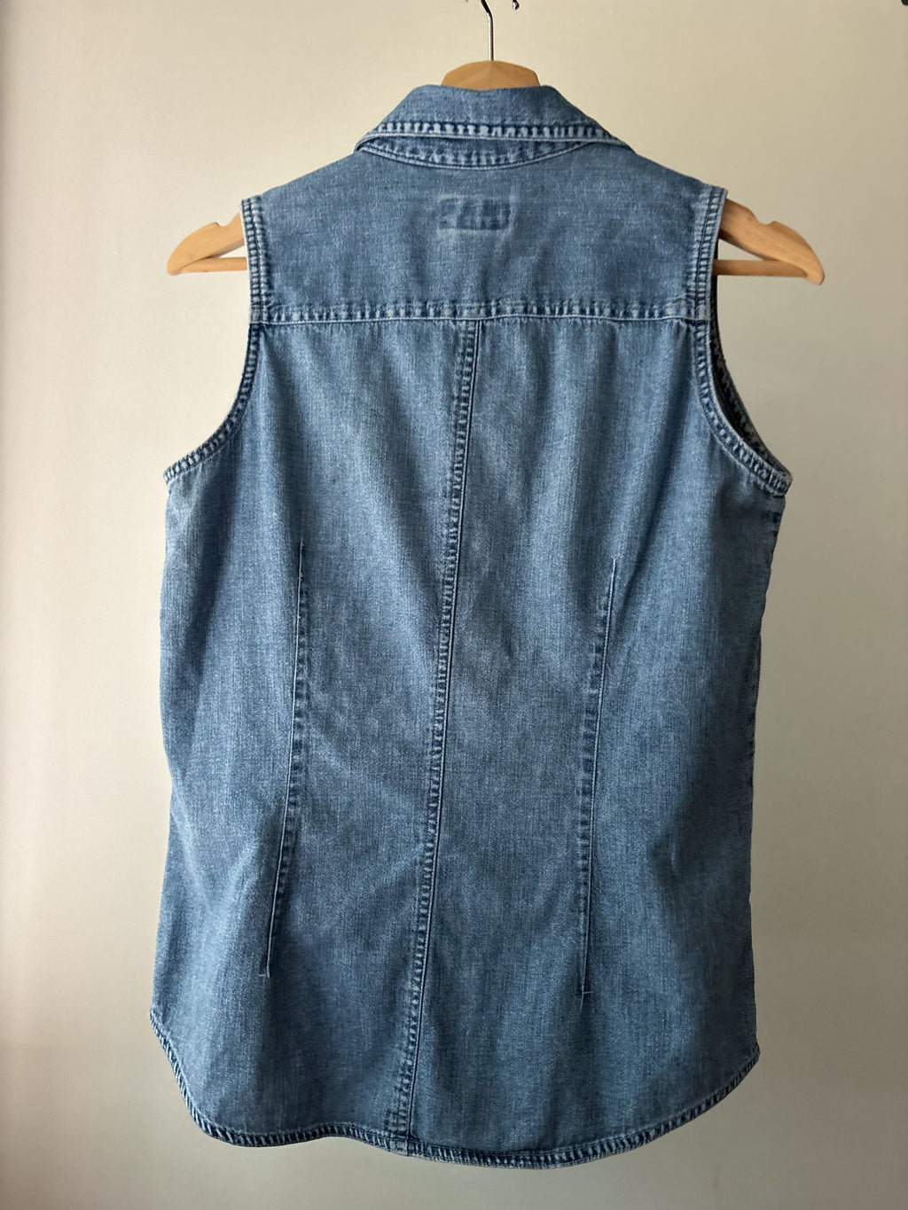 1990s Sleeveless Denim Blouse