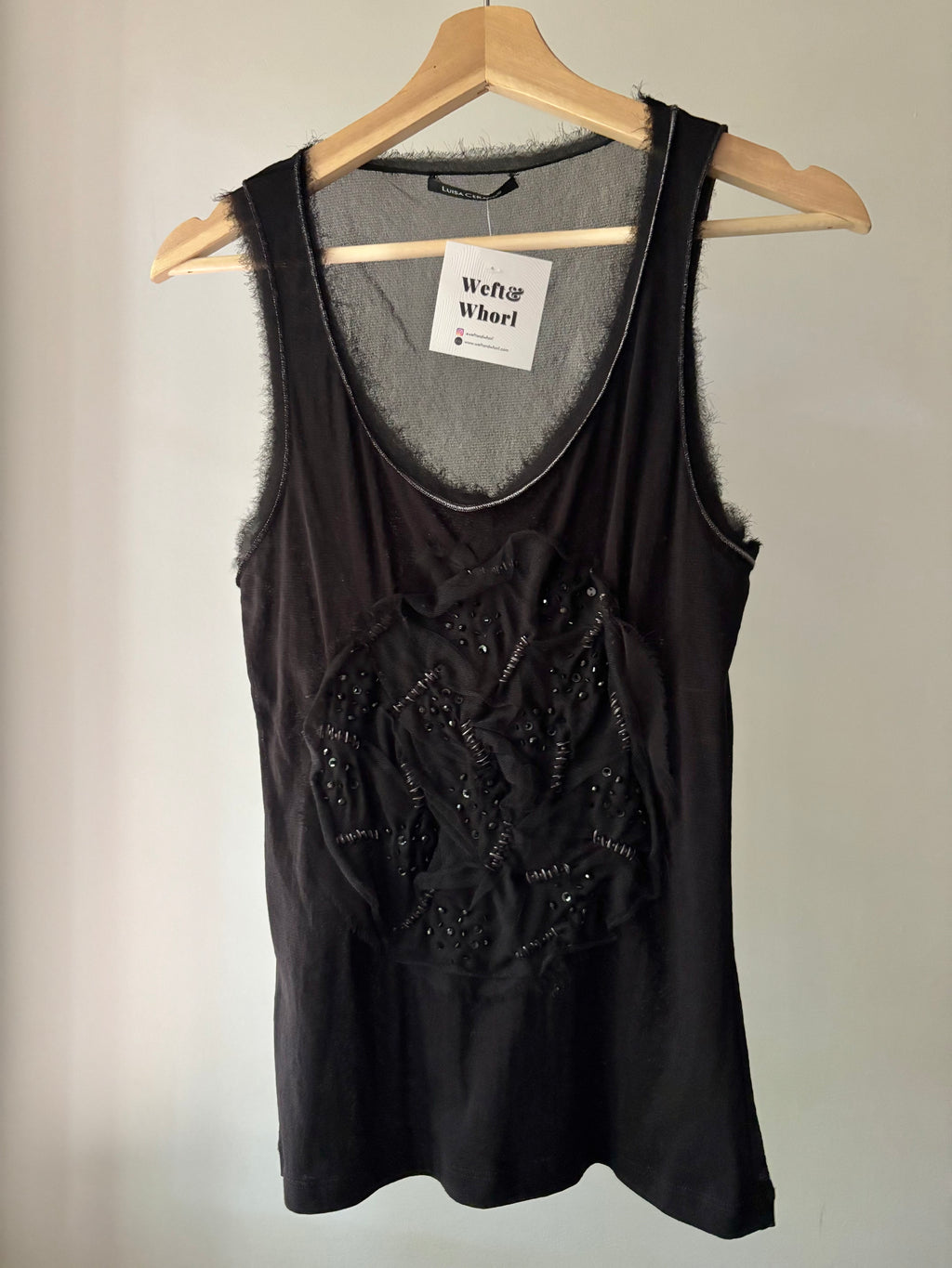Y2K Black Mesh Tank with Big Flower
