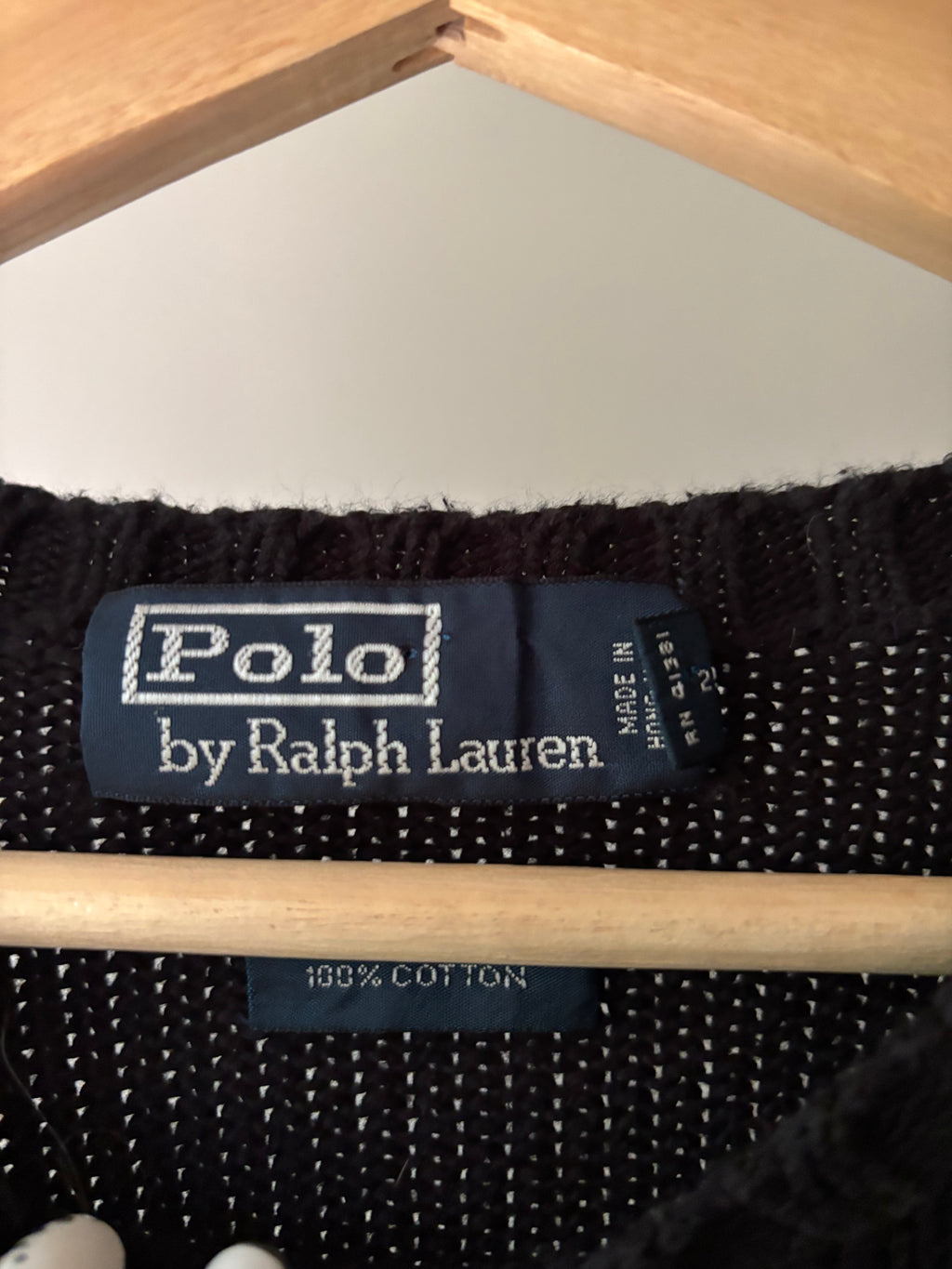 1990s Black Ralph Lauren Crew Knit with Purple Pony