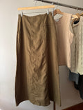 1990s Olive Linen Maxi Skirt with Pocket | Size 26”