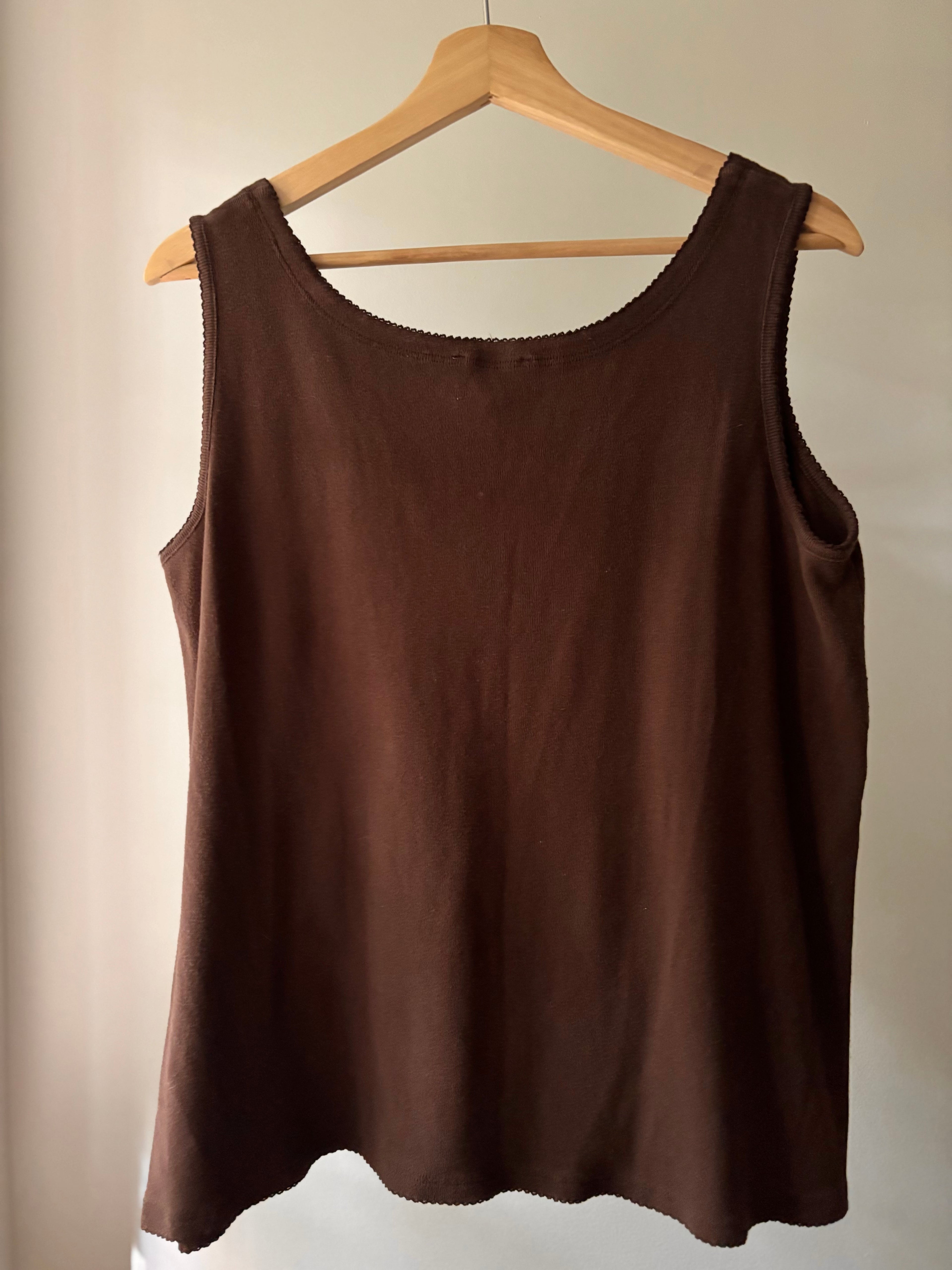 1990s Brown Cotton Tank with Tie