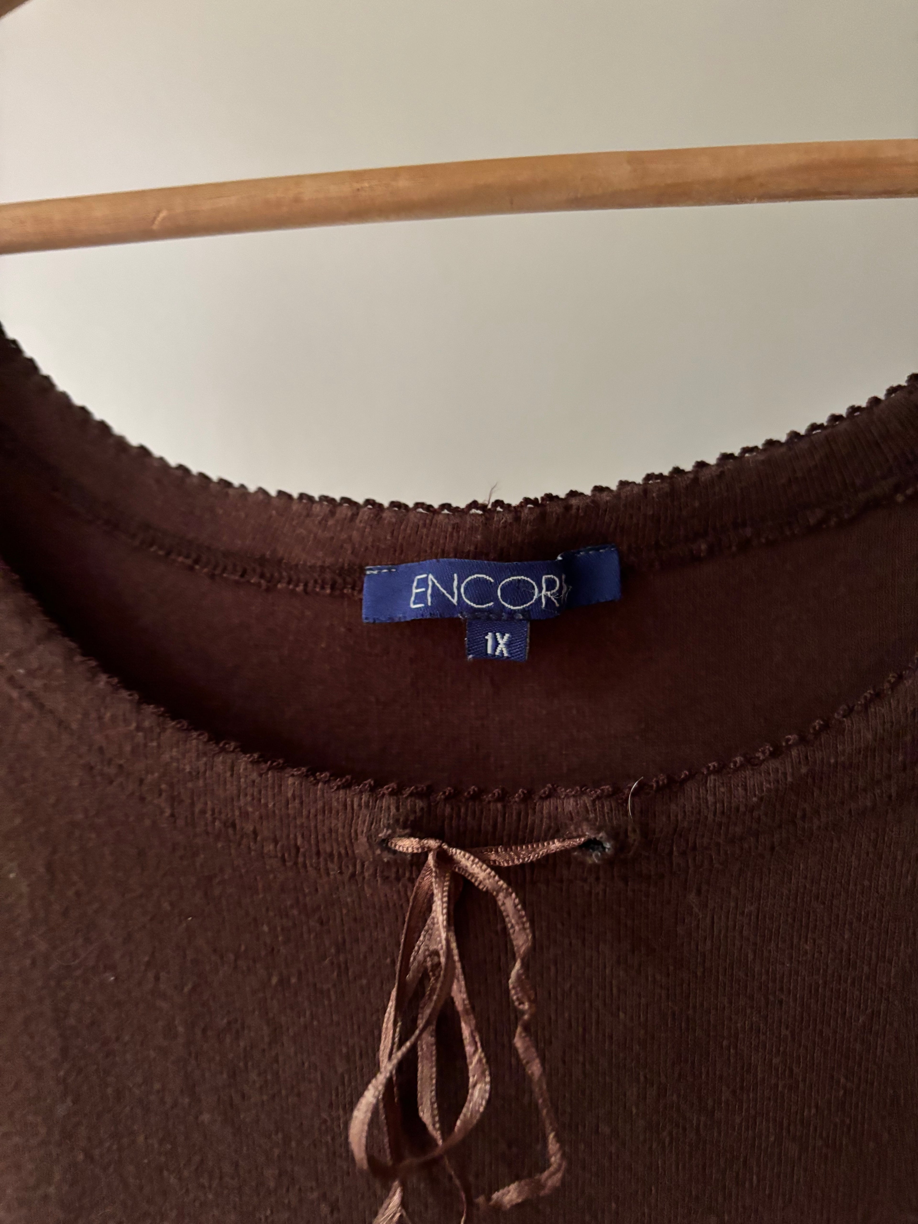 1990s Brown Cotton Tank with Tie
