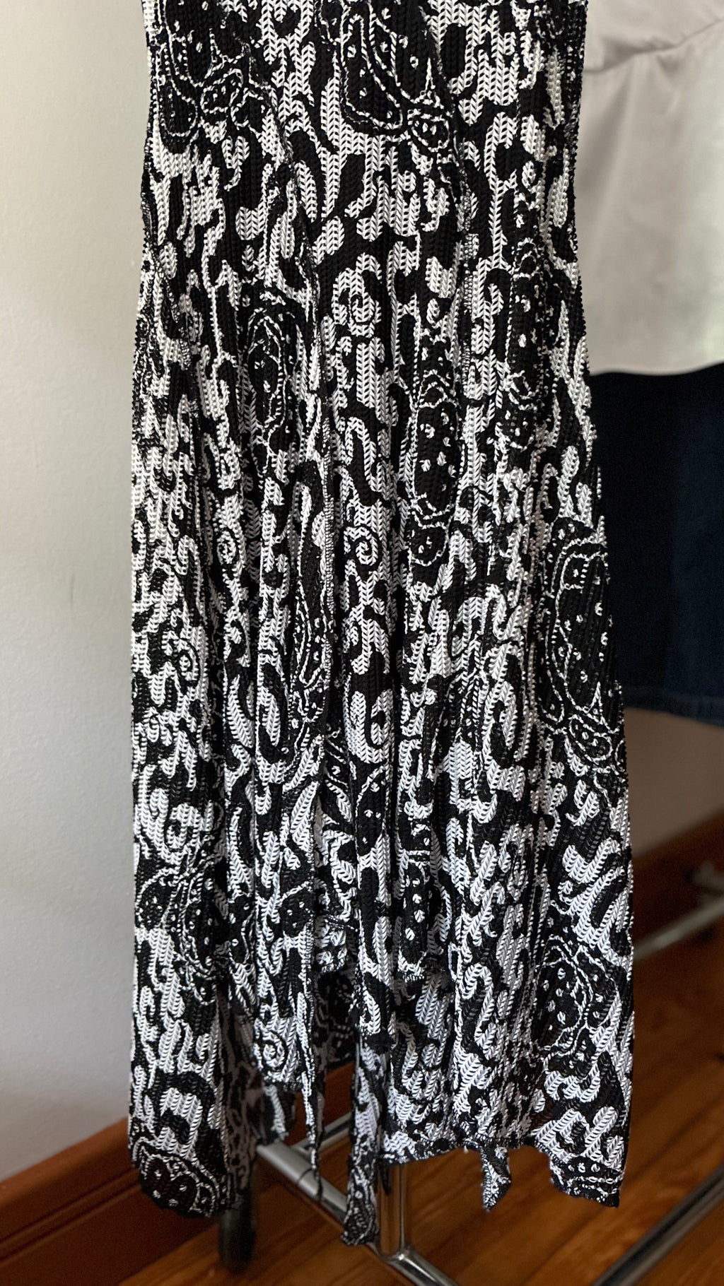 1990s Asymmetrical Knit Midi Dress | Vintage Ribkoff Patterned Dress