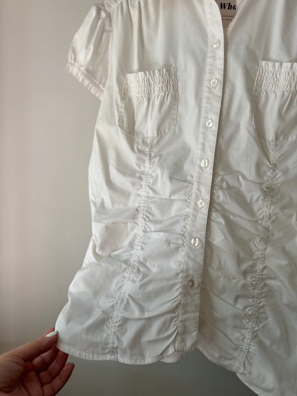 Y2K Ruched White Puff Sleeve Blouse