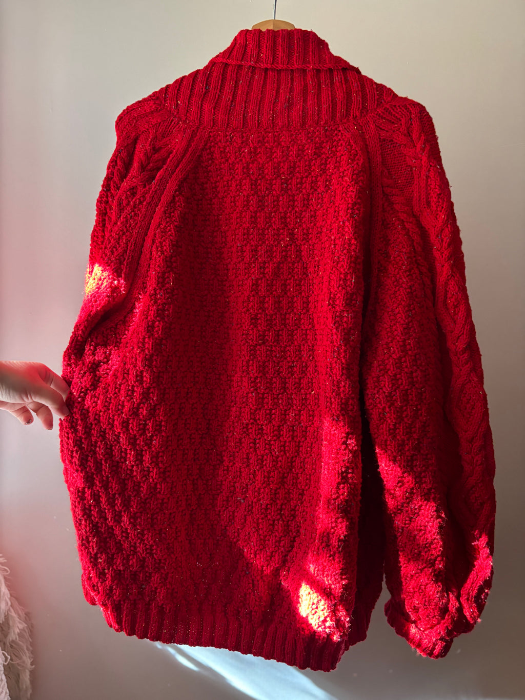 1990s Chunky Multi-Coloured Speckled Cableknit Cardigan