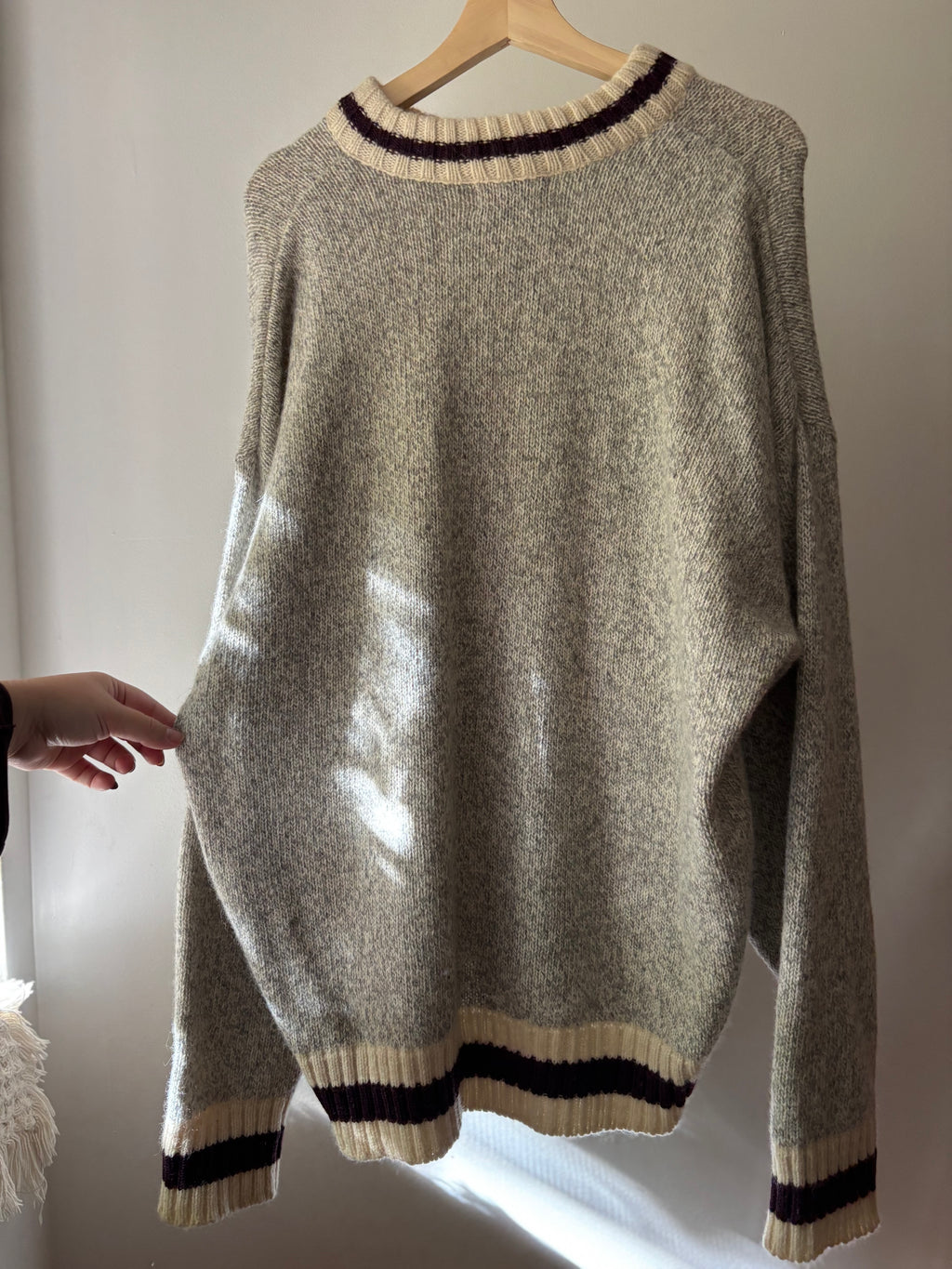 1990s Slouchy Heathered Wool Sweater with Baggy Sleeves