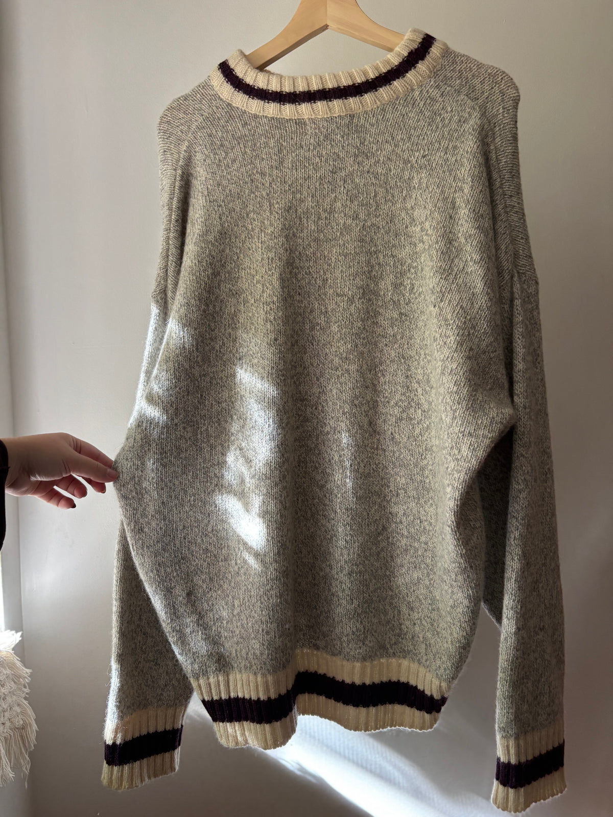1990s Slouchy Heathered Wool Sweater with Baggy Sleeves