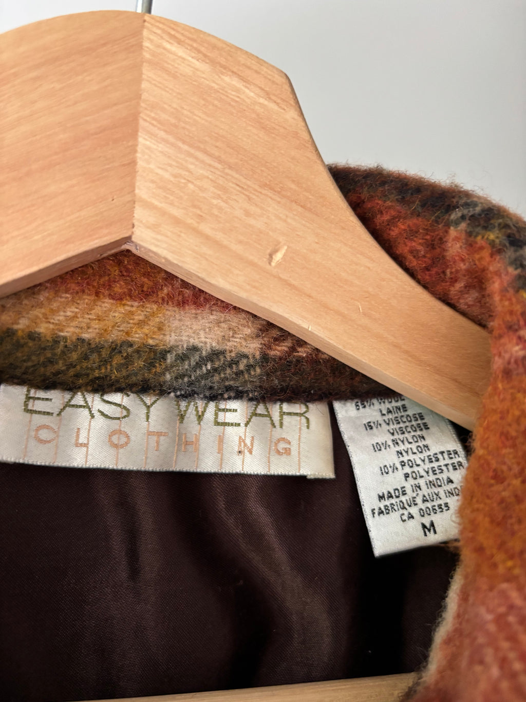 1990s Autumnal Wool Plaid Zip-Up Flannel Jacket