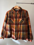 1990s Autumnal Wool Plaid Zip-Up Flannel Jacket