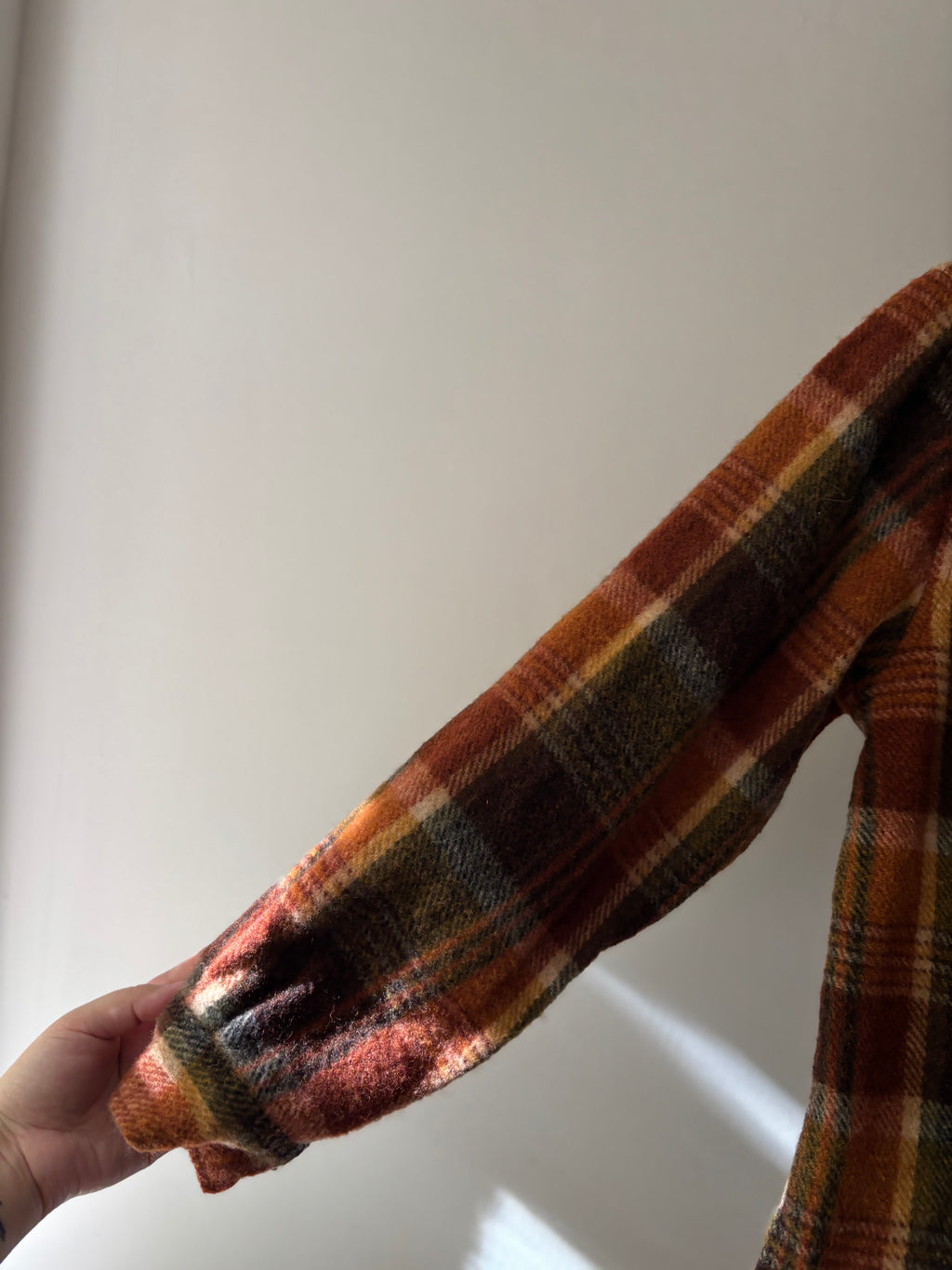 1990s Autumnal Wool Plaid Zip-Up Flannel Jacket