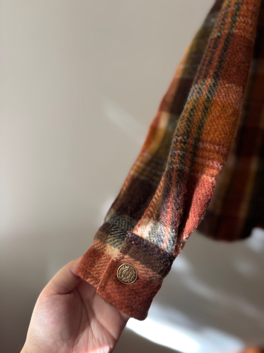 1990s Autumnal Wool Plaid Zip-Up Flannel Jacket