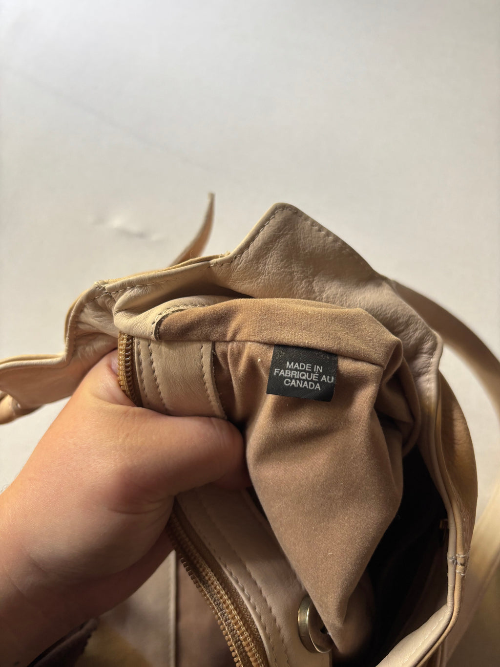 Vintage Tan Leather Shoulder Bag | Made in Canada