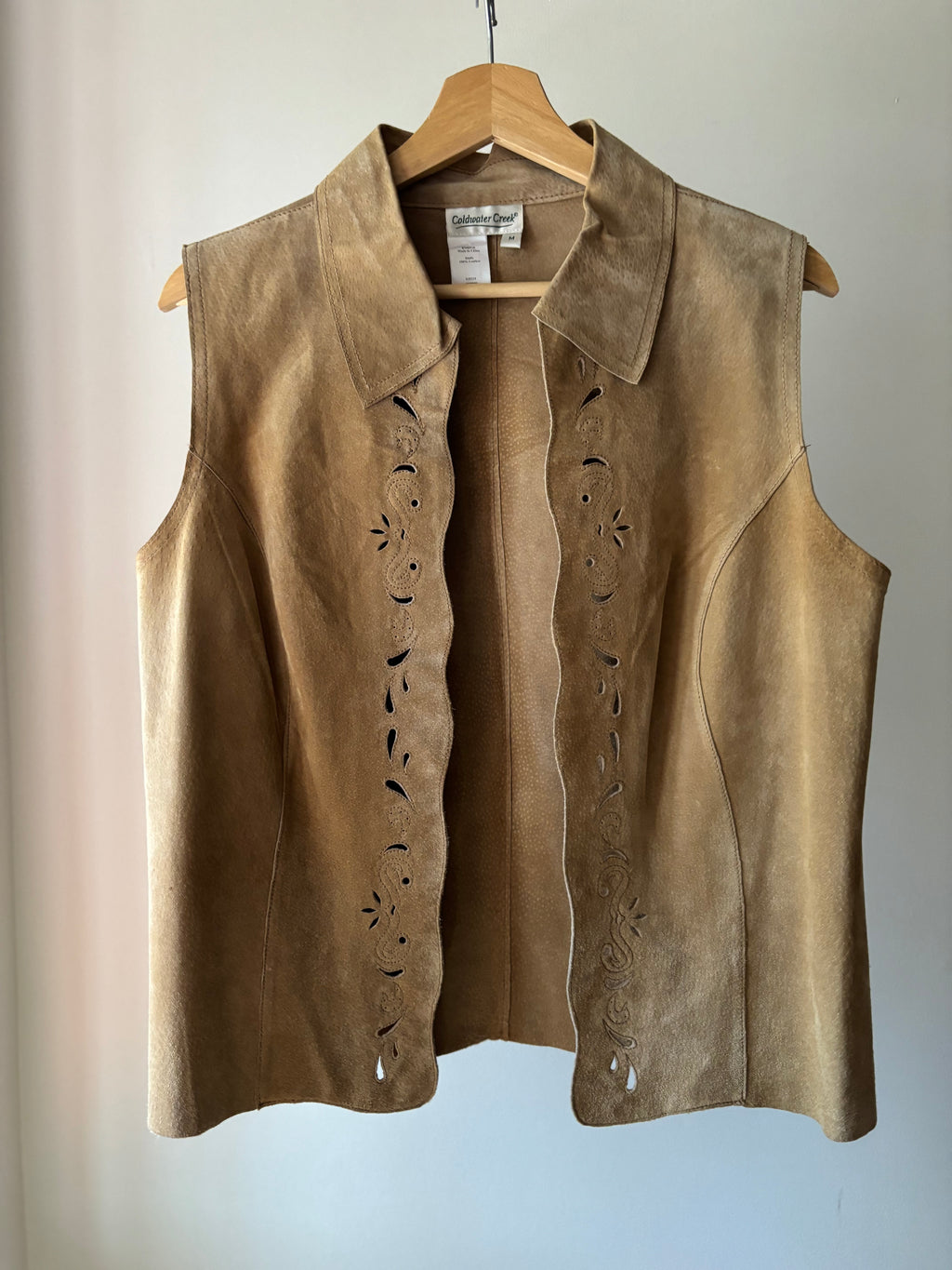 1990s Suede Vest with Floral Cutouts
