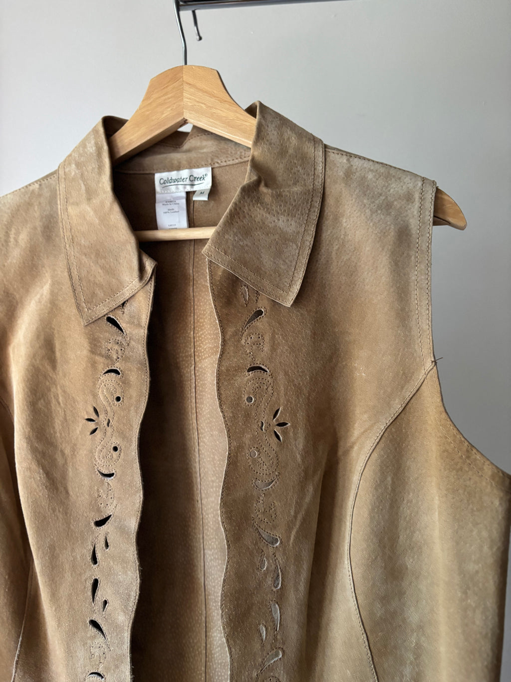1990s Suede Vest with Floral Cutouts