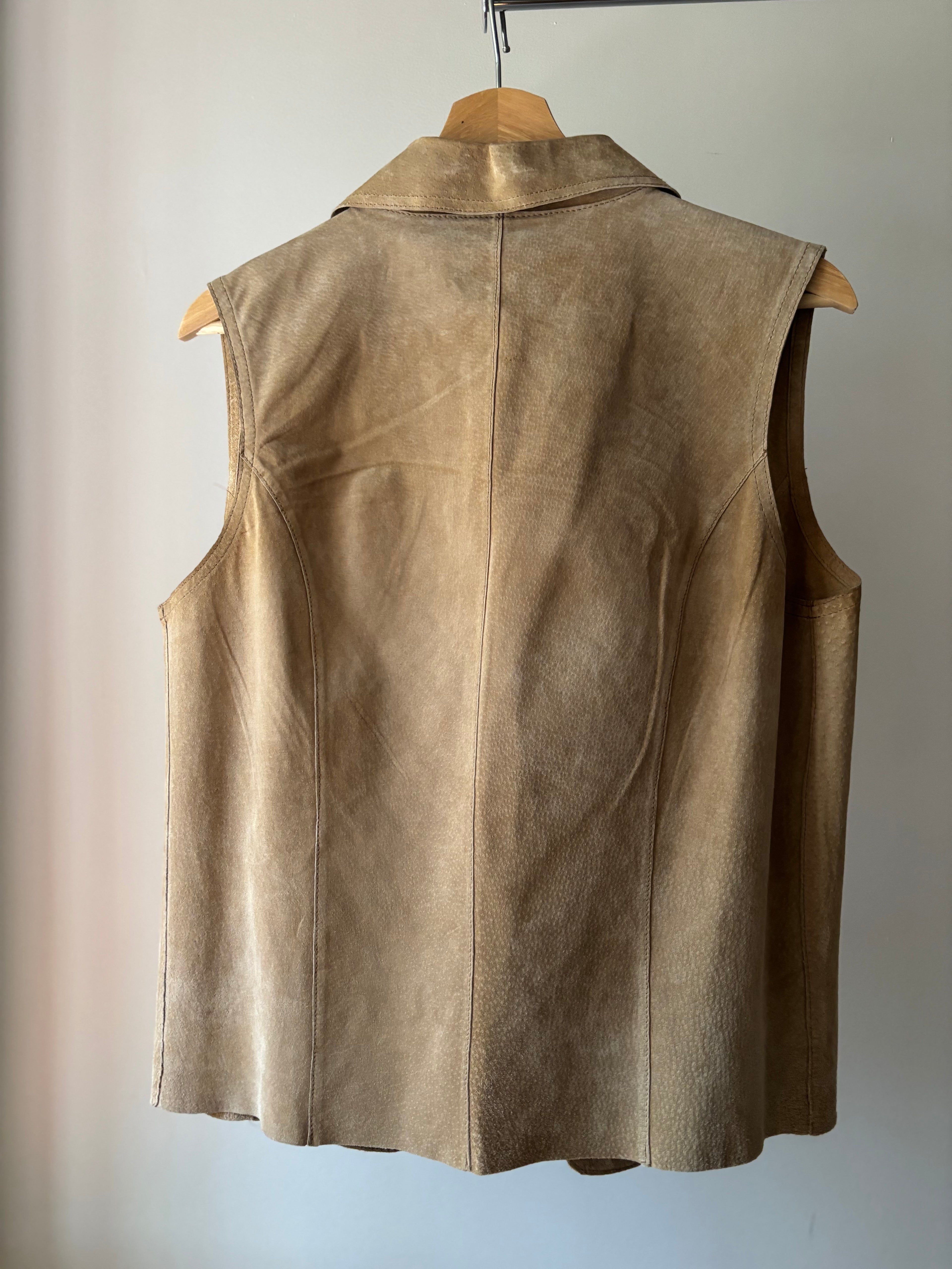 1990s Suede Vest with Floral Cutouts