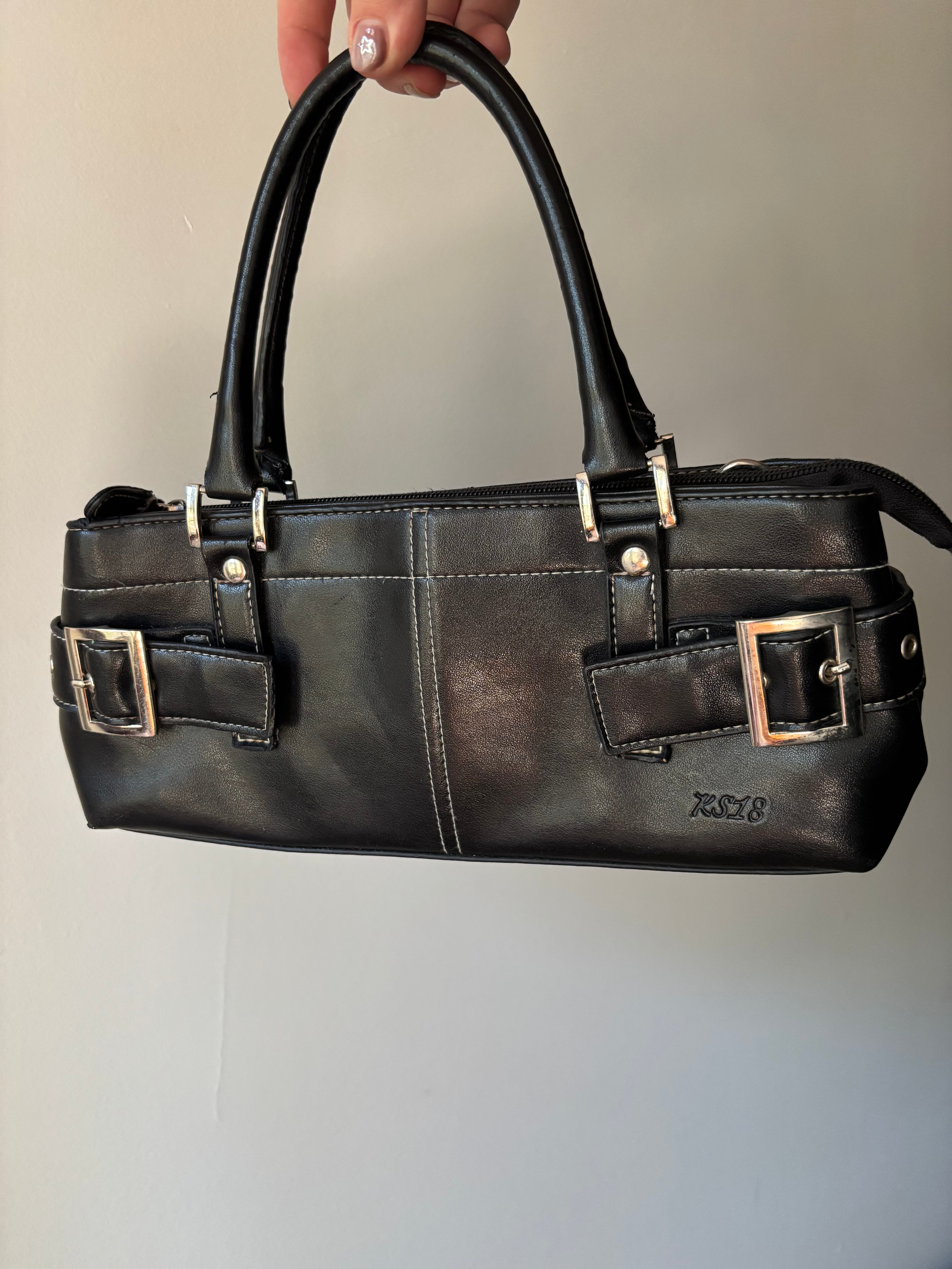 1990s Small Black Minimal Baguette Bag