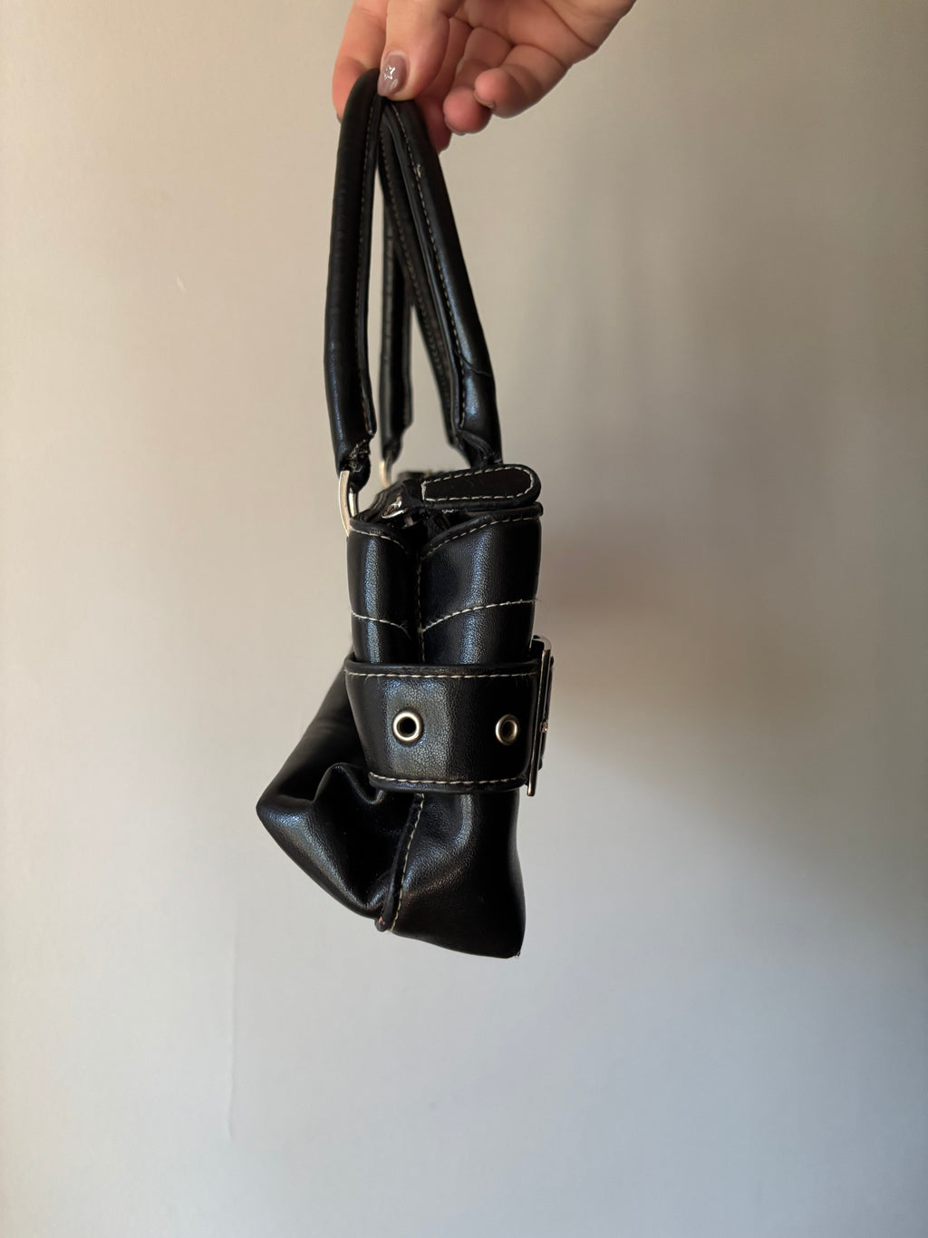 1990s Small Black Minimal Baguette Bag
