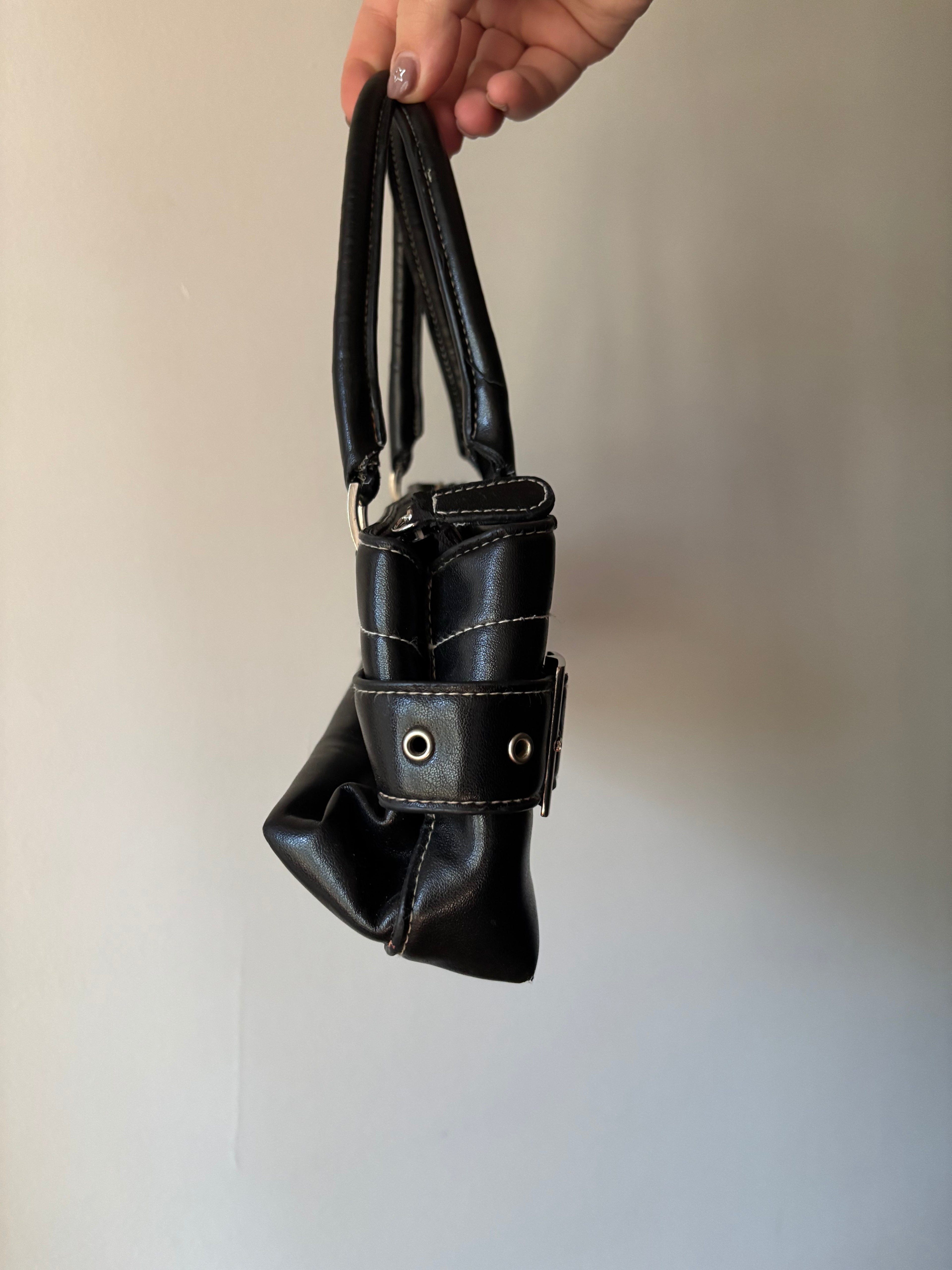 1990s Small Black Minimal Baguette Bag