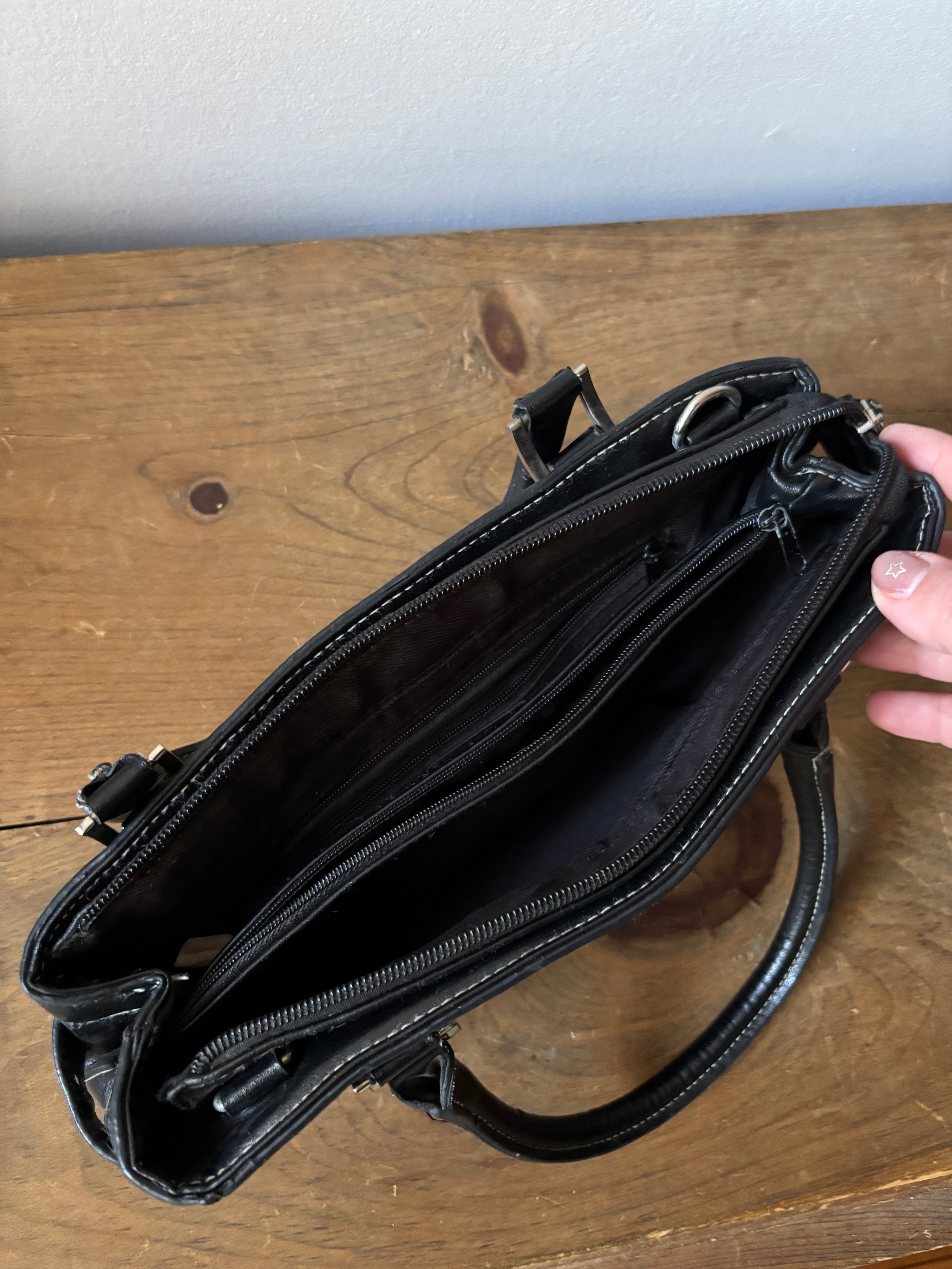 1990s Small Black Minimal Baguette Bag