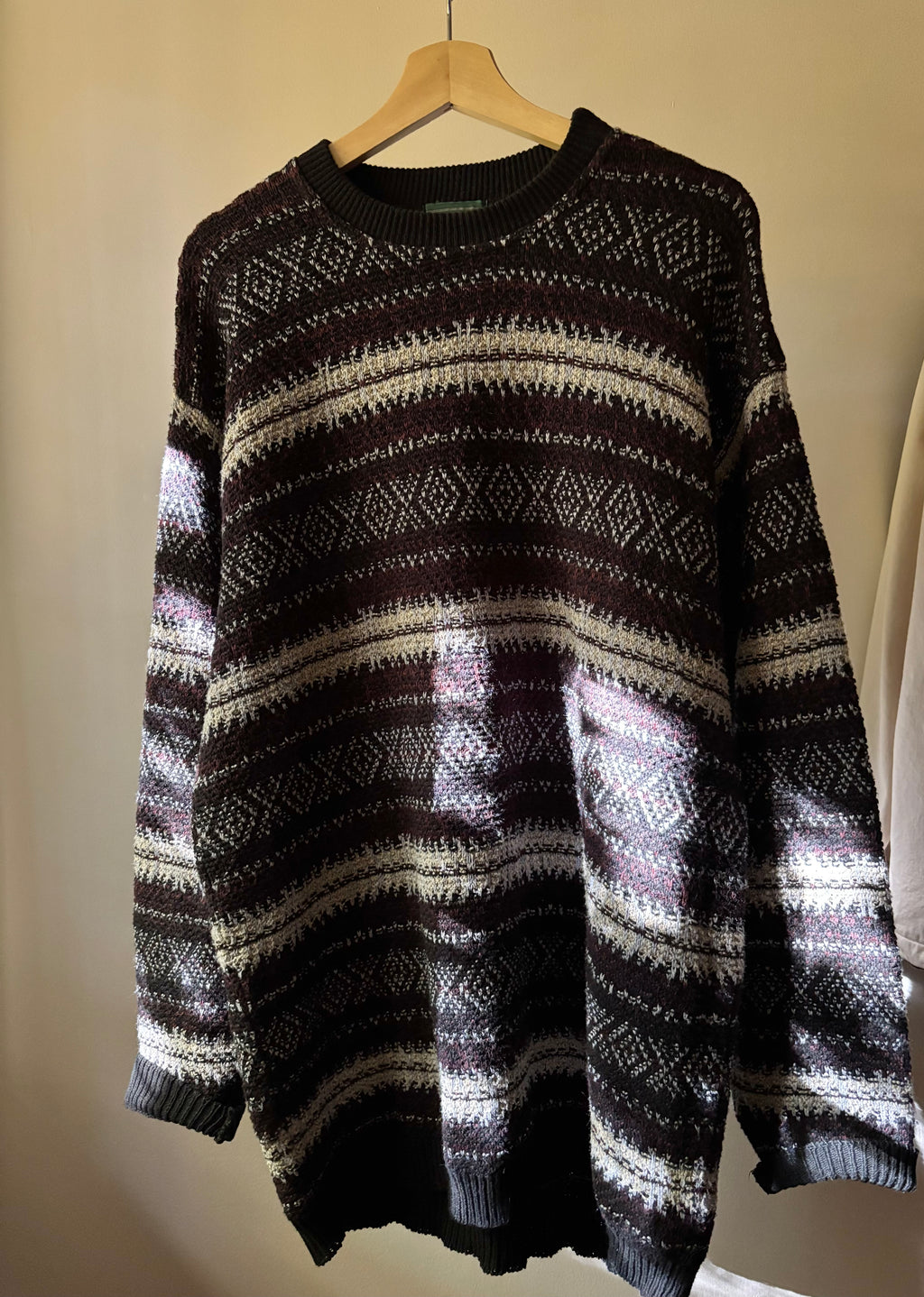1990s Patterned Cotton Knit Sweater