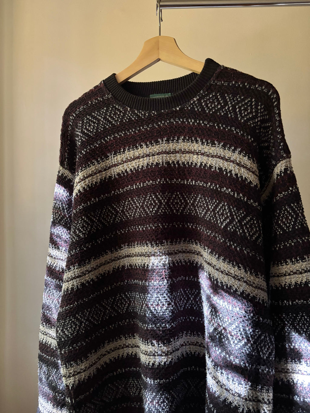 1990s Patterned Cotton Knit Sweater