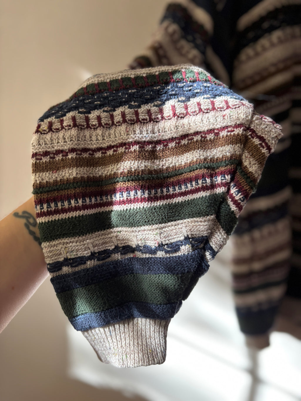 1990s Patterned Cotton Knit Sweater