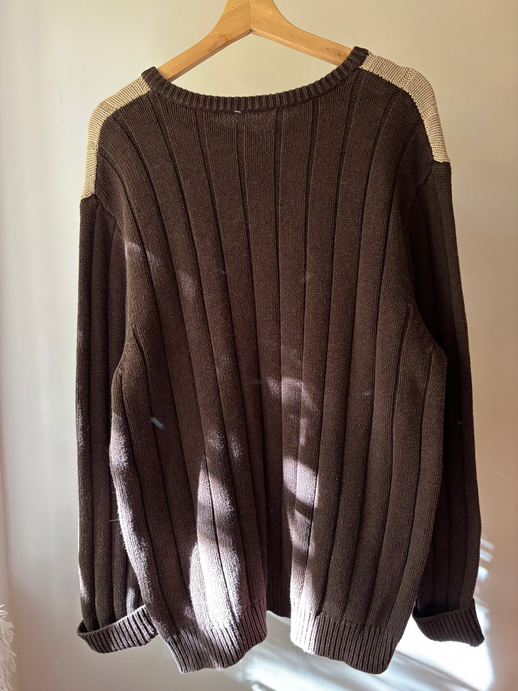 1990s Brown Striped Cotton Sweater