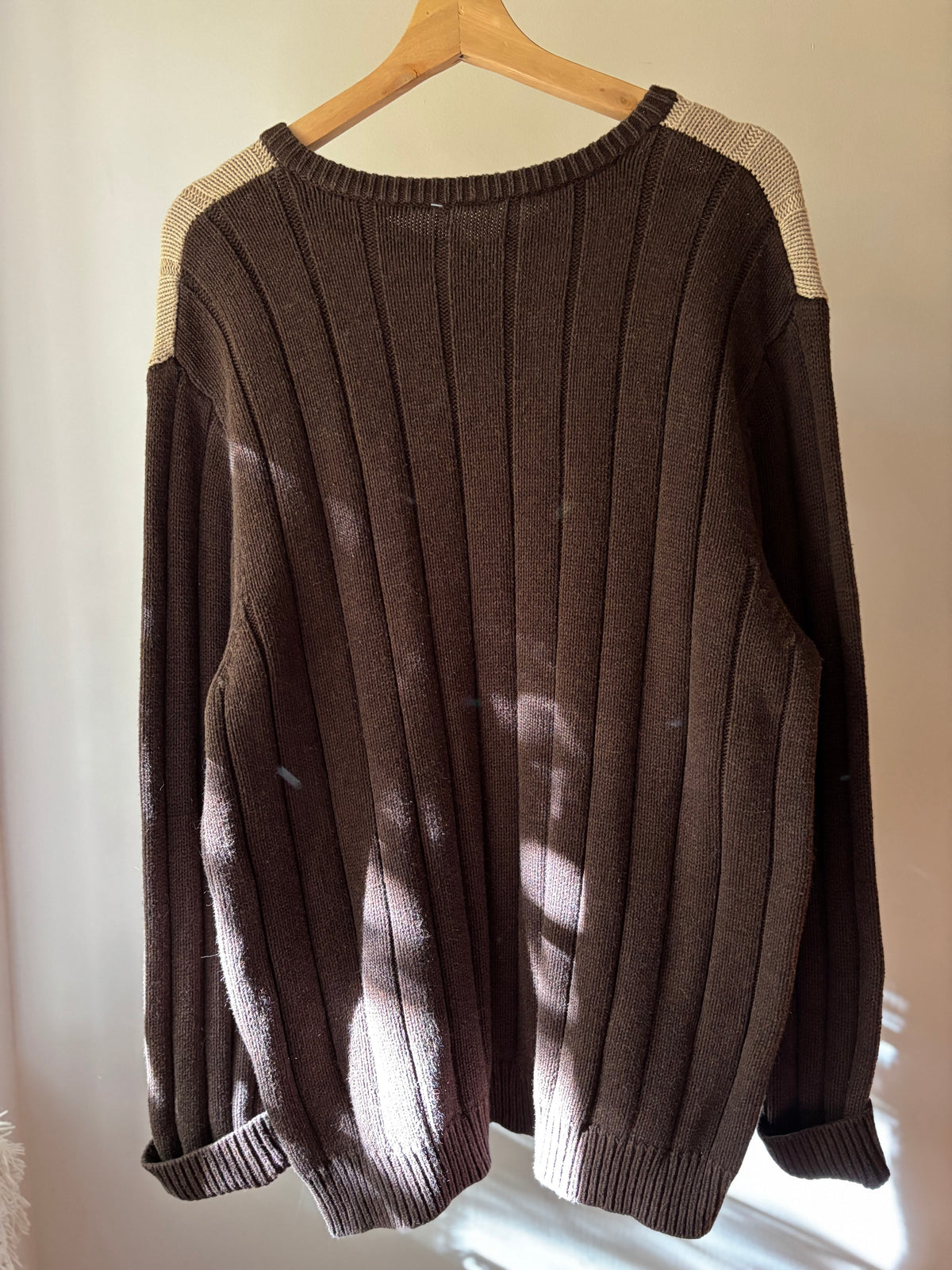 1990s Brown Striped Cotton Sweater