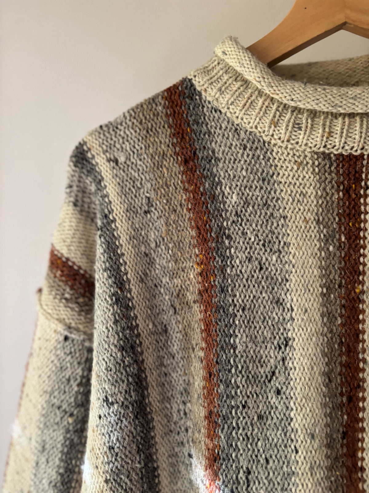 1990s Speckled Striped Rolled Neck Sweater