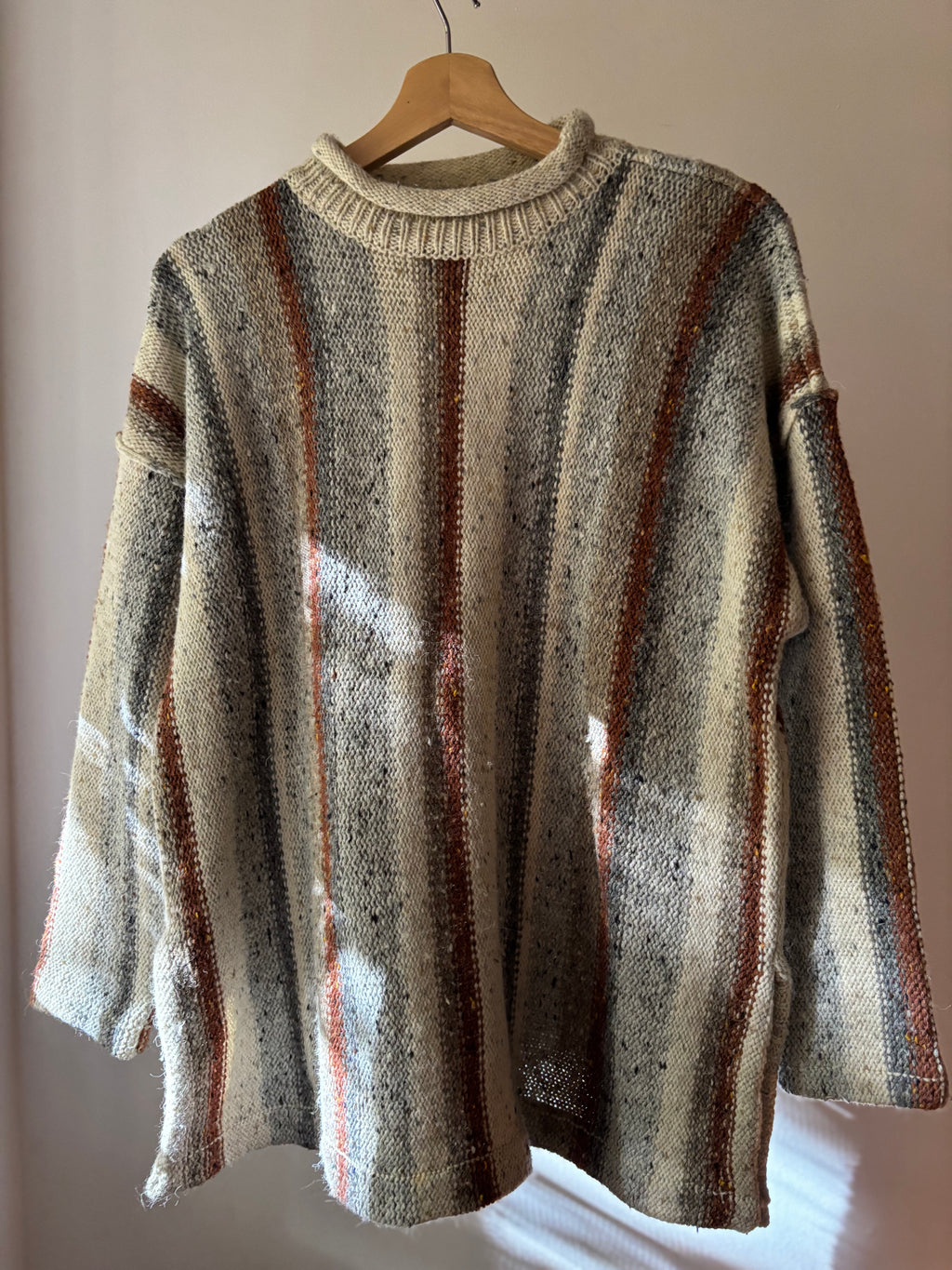 1990s Speckled Striped Rolled Neck Sweater