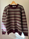 1990s Shetland Wool Burgundy & Multicoloured Sweater