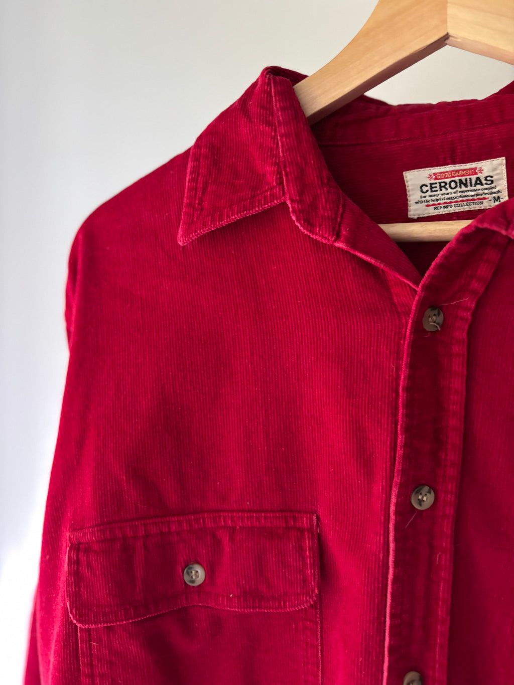 1990s Red Corduroy Button Up Shirt