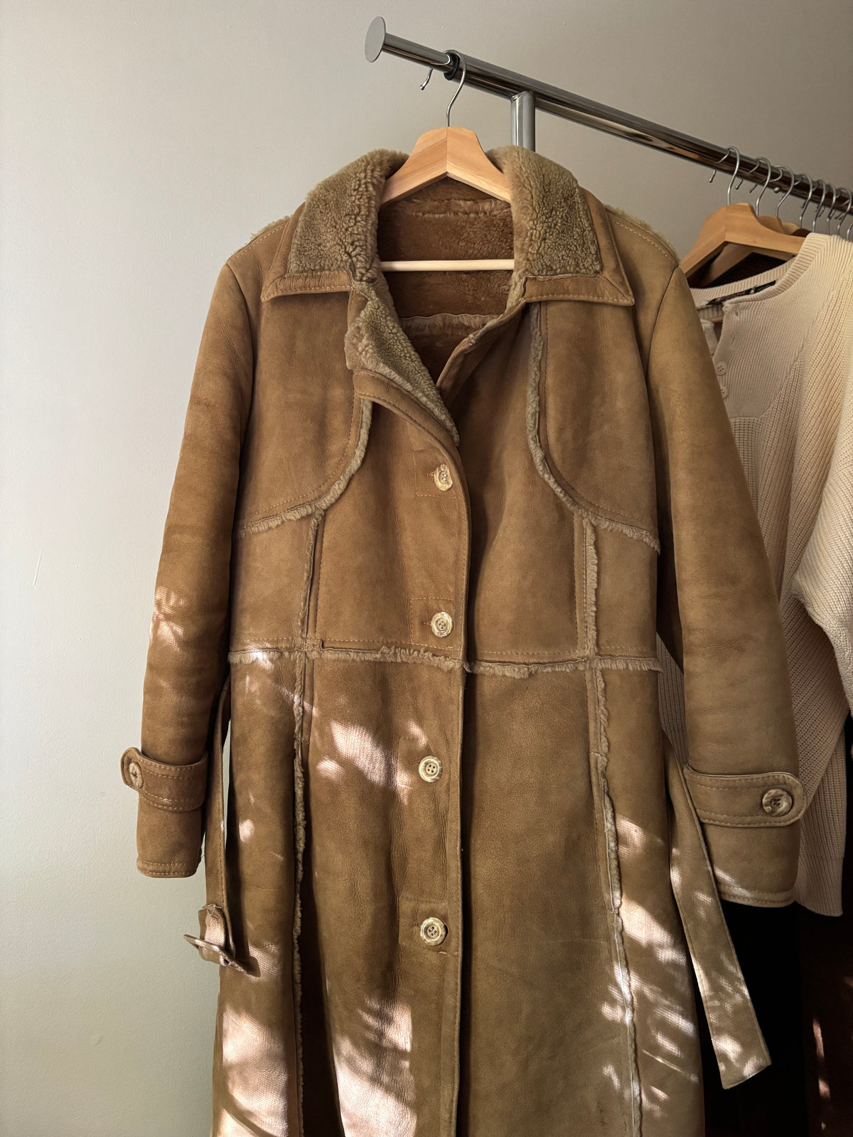 1970s Suede Coat with Faux Fur Trim and Lining