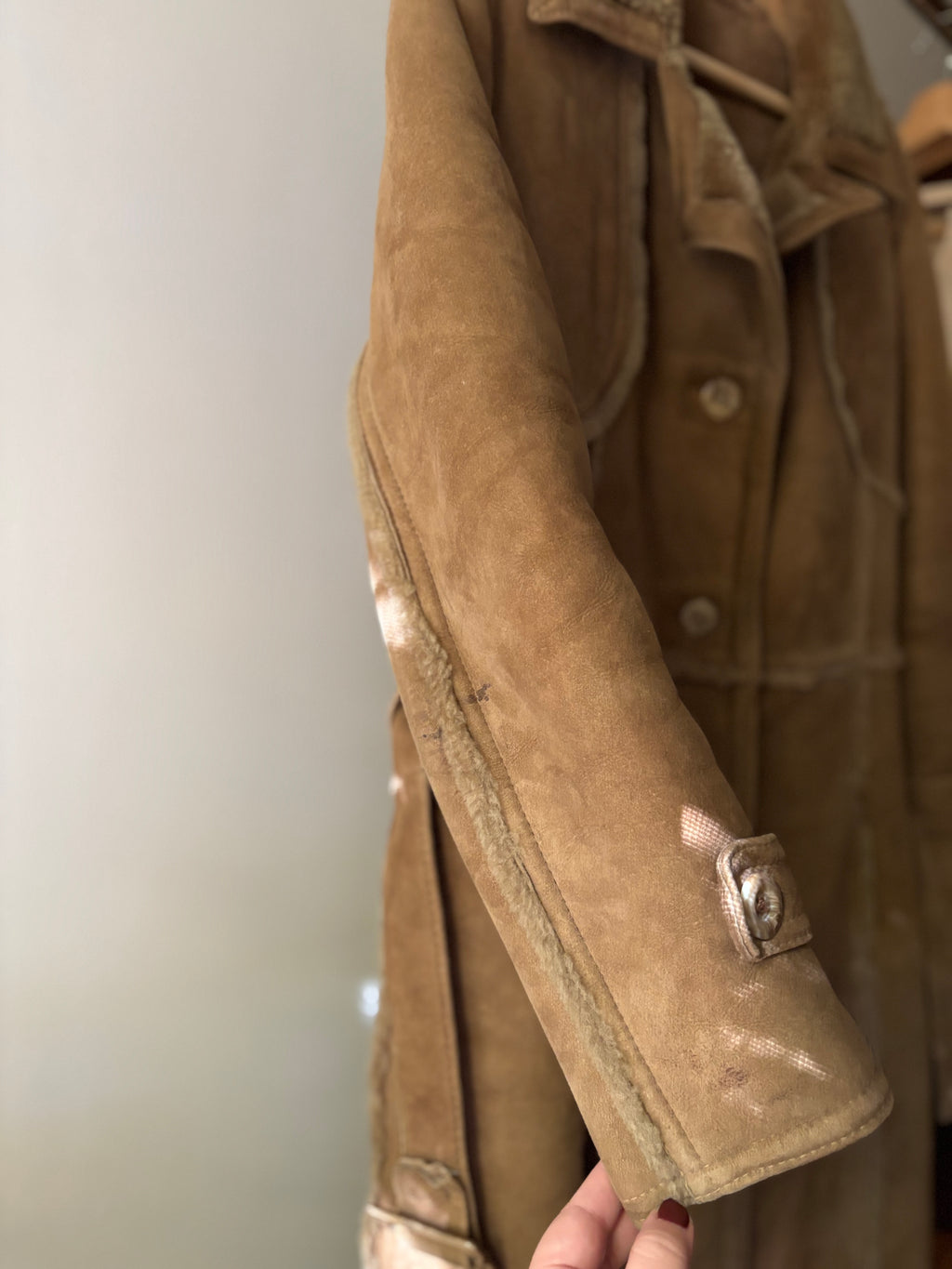 1970s Suede Coat with Faux Fur Trim and Lining