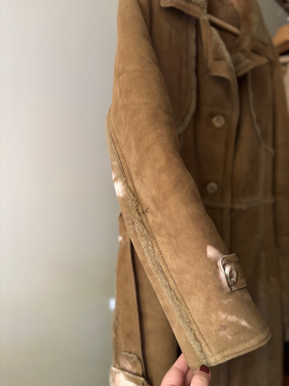 1970s Suede Coat with Faux Fur Trim and Lining