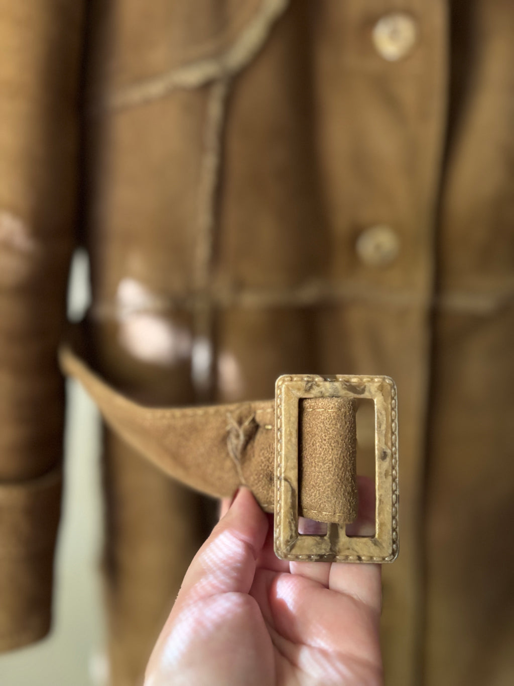 1970s Suede Coat with Faux Fur Trim and Lining