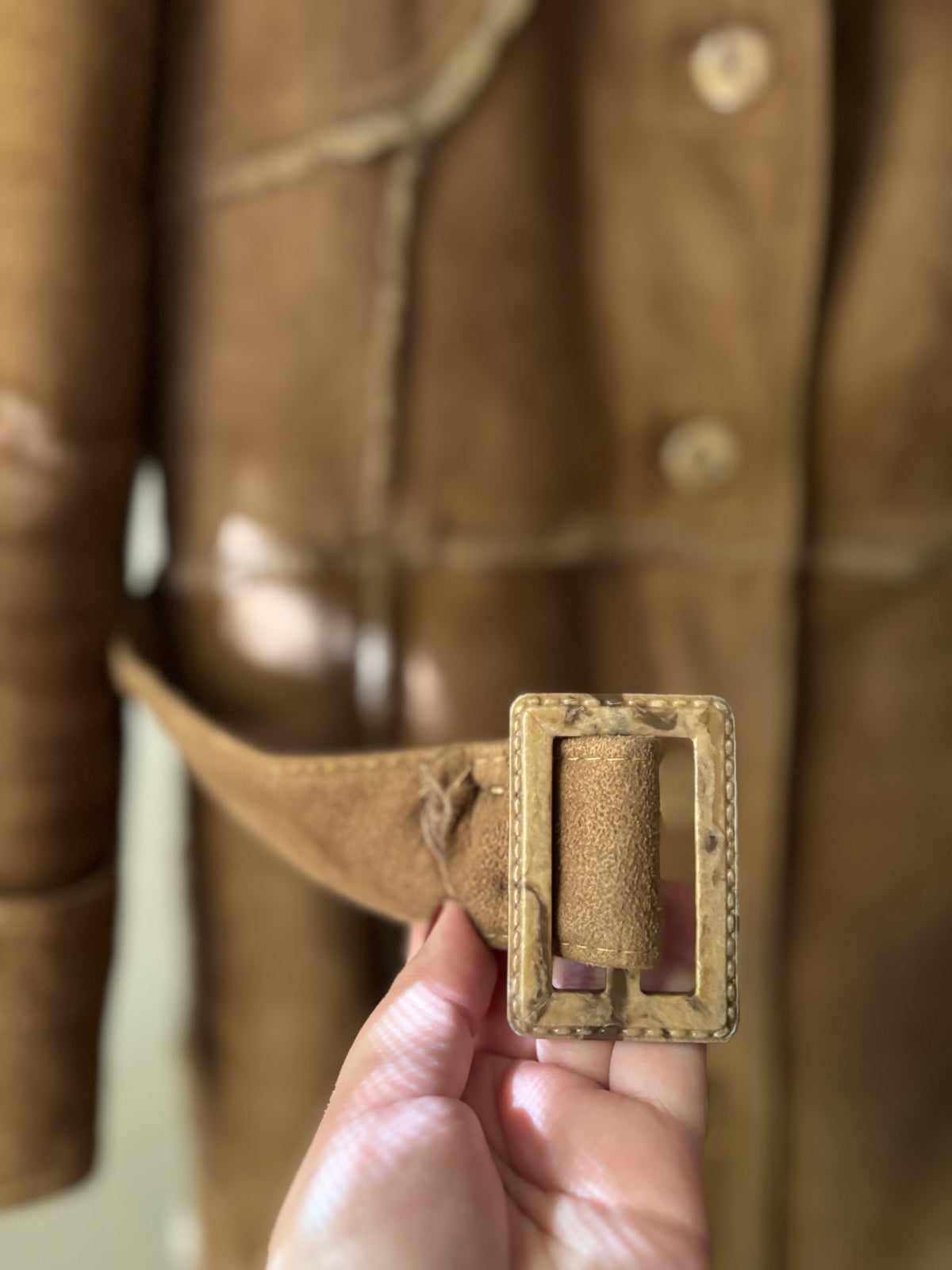 1970s Suede Coat with Faux Fur Trim and Lining
