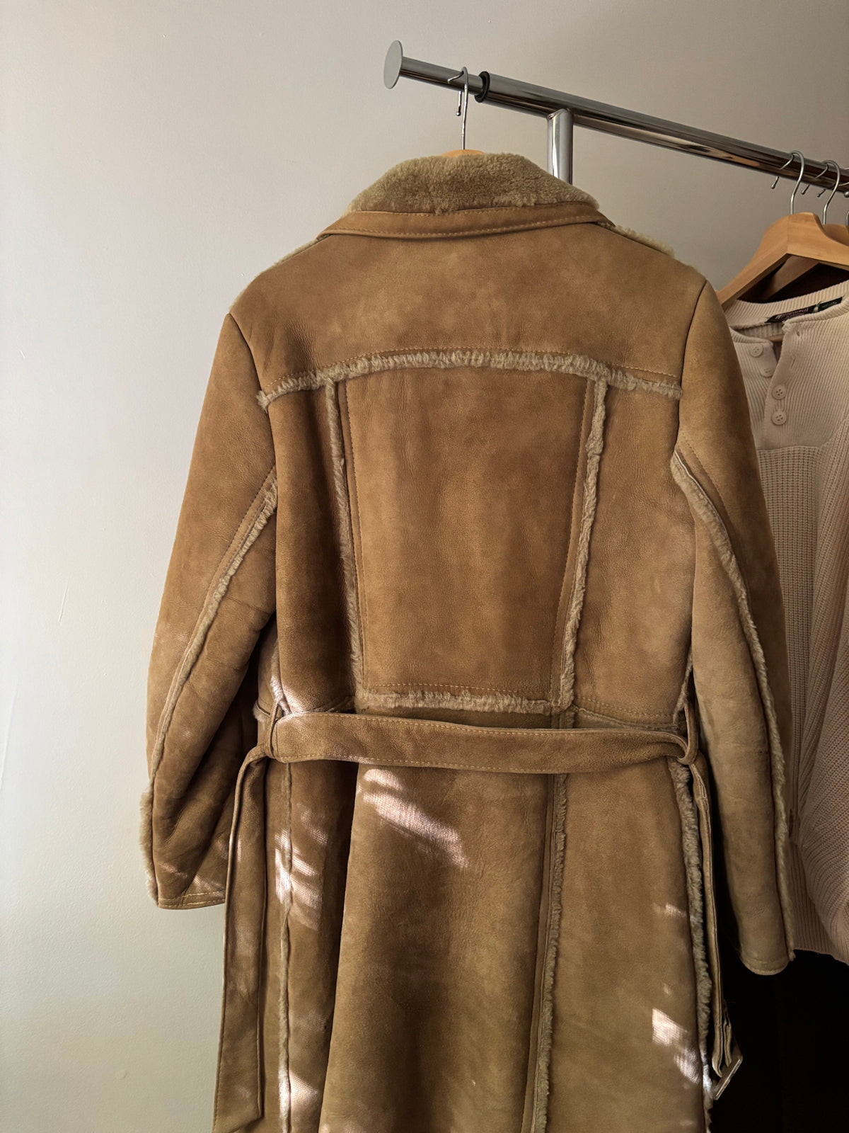 1970s Suede Coat with Faux Fur Trim and Lining