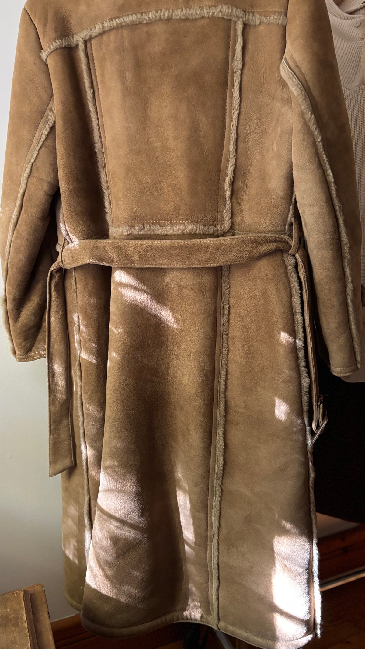 1970s Suede Coat with Faux Fur Trim and Lining