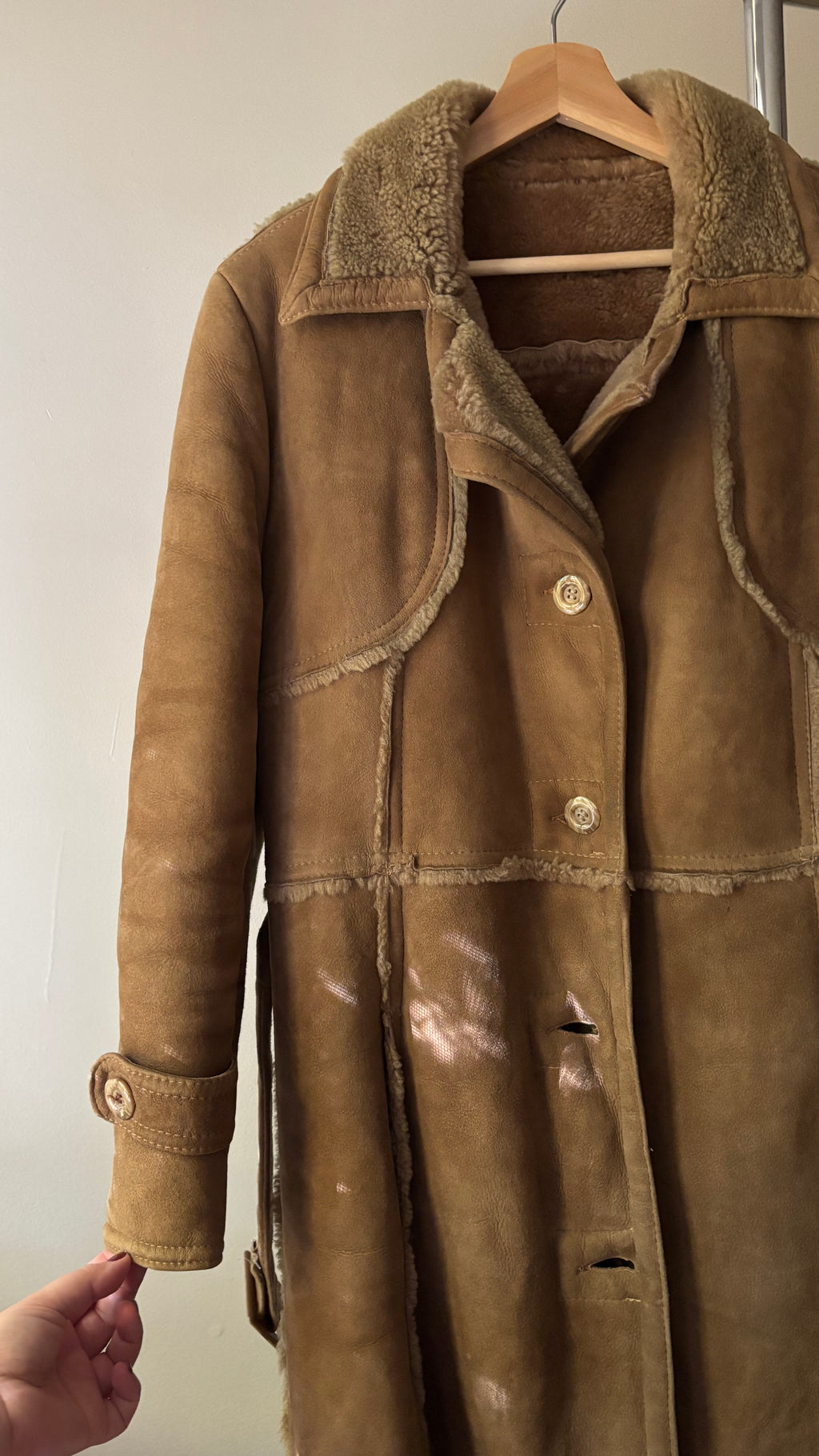 1970s Suede Coat with Faux Fur Trim and Lining