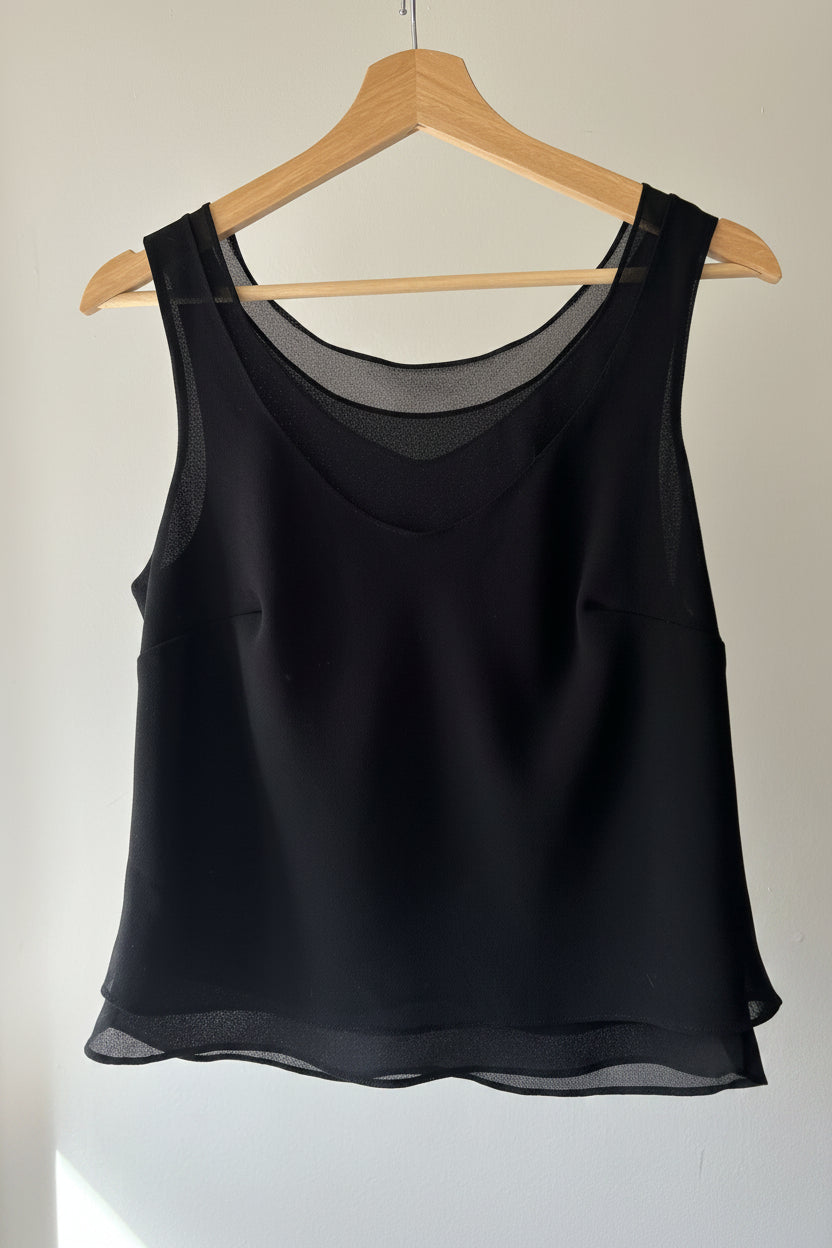 1990s Flowy Layered Sheer Cropped Tank