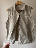 1990s Beige Cotton Sleeveless Blouse | Vintage Denim Top