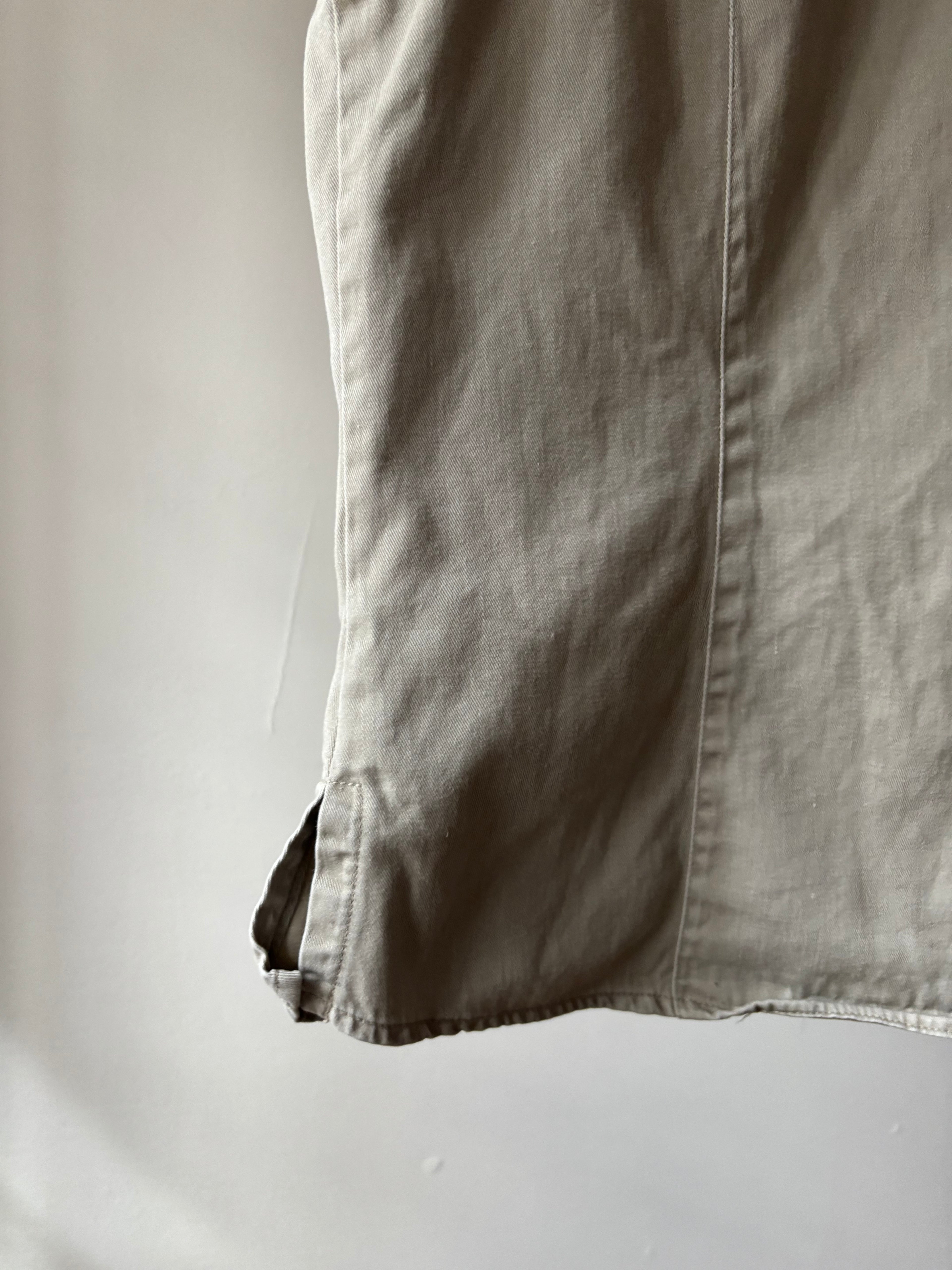 1990s Beige Cotton Sleeveless Blouse | Vintage Denim Top