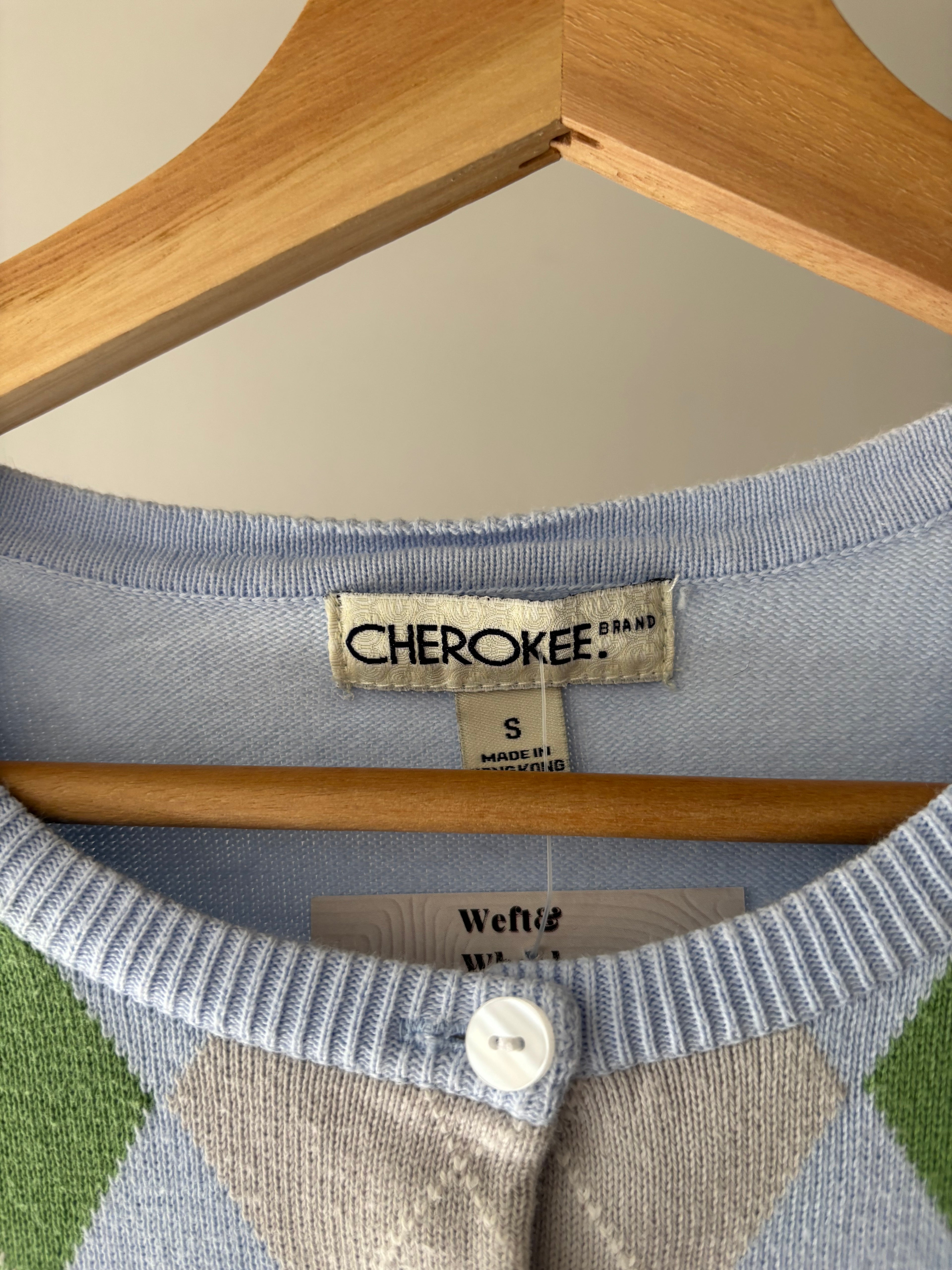 Y2K Soft Cotton Light Blue & Green Cardigan