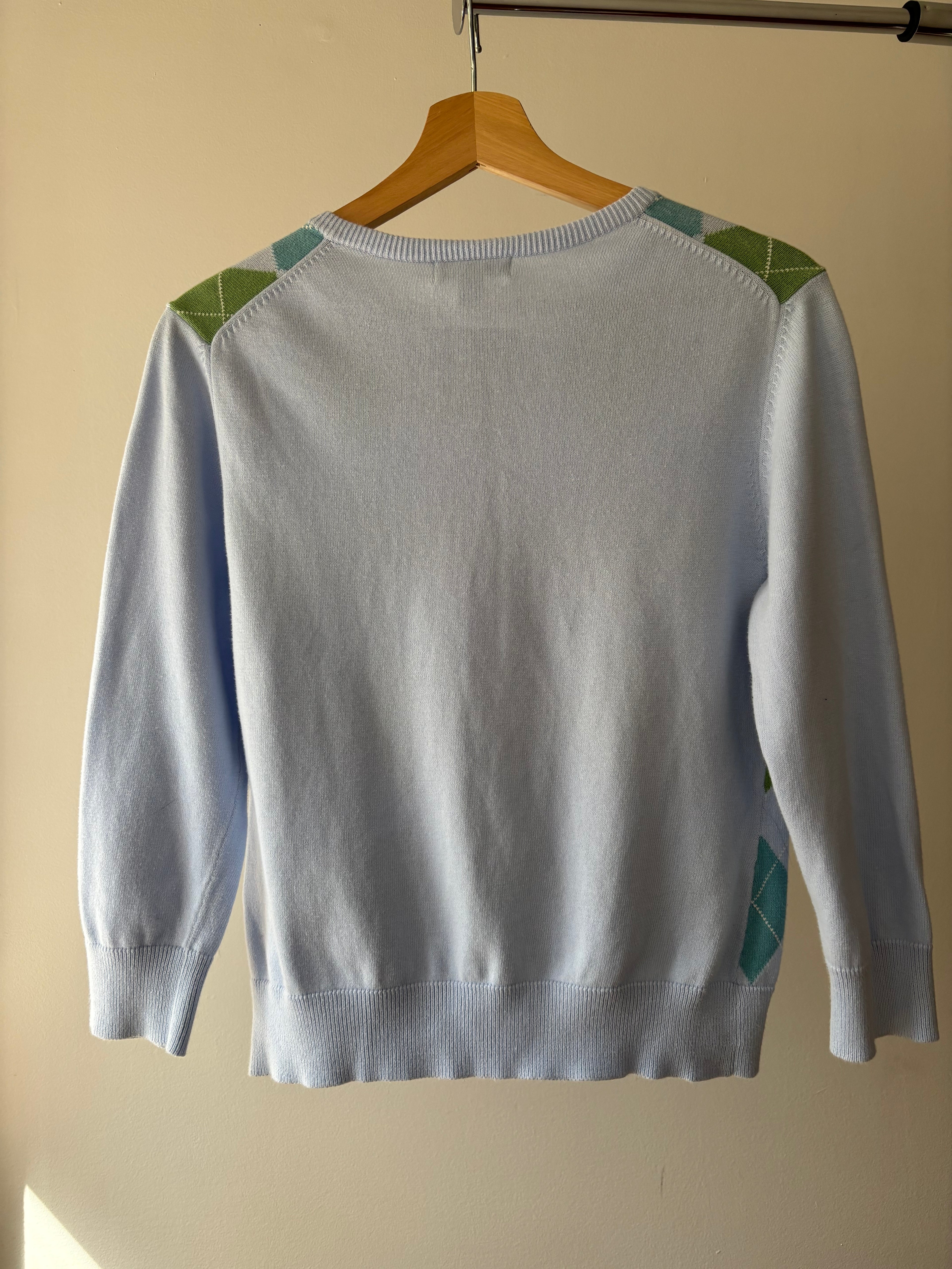 Y2K Soft Cotton Light Blue & Green Cardigan