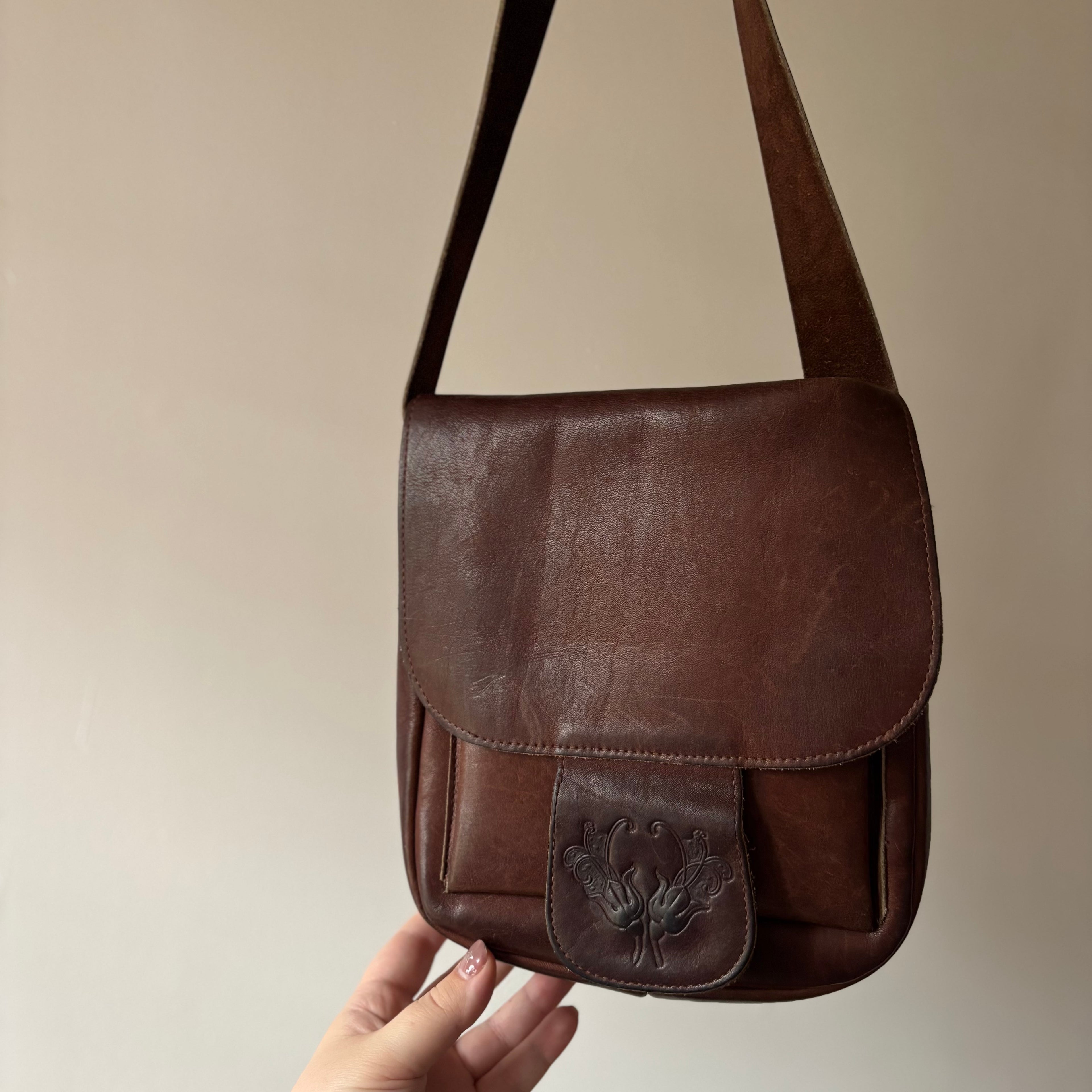 1990s Brown Leather Shoulder Bag | Vintage Purse