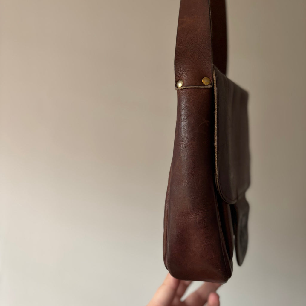 1990s Brown Leather Shoulder Bag | Vintage Purse