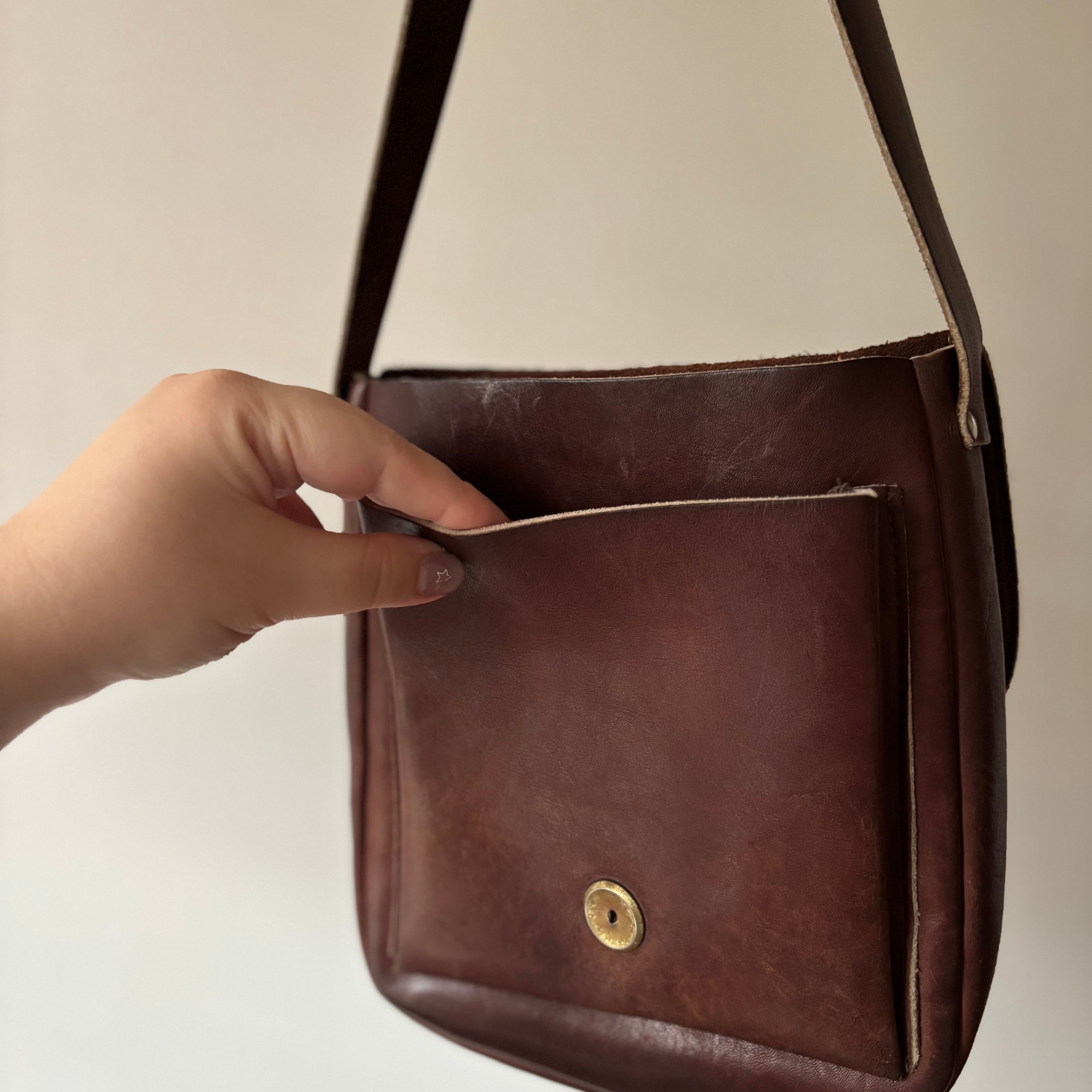 1990s Brown Leather Shoulder Bag | Vintage Purse