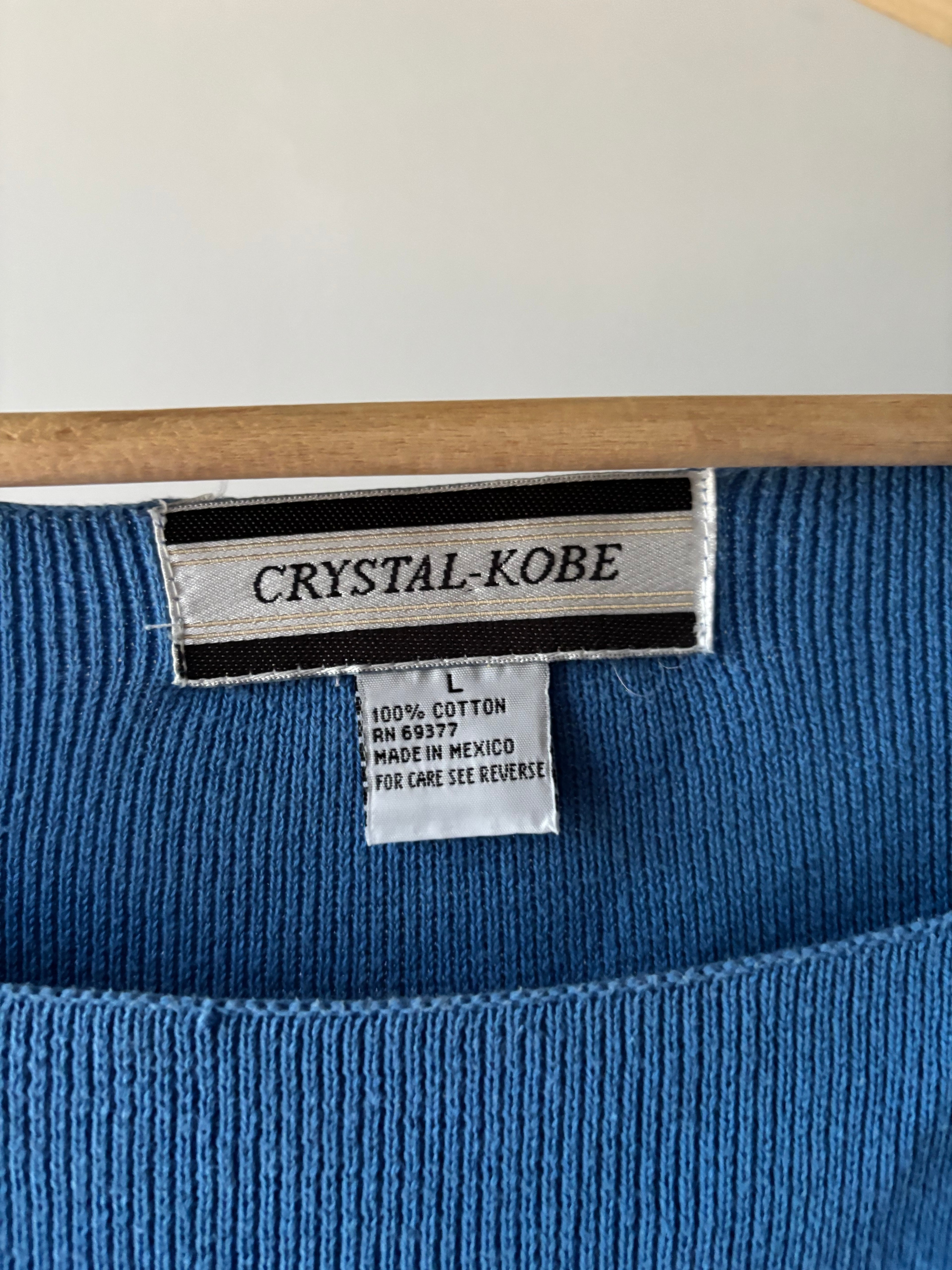 1990s Cobalt Blue Square Neck Cotton Top