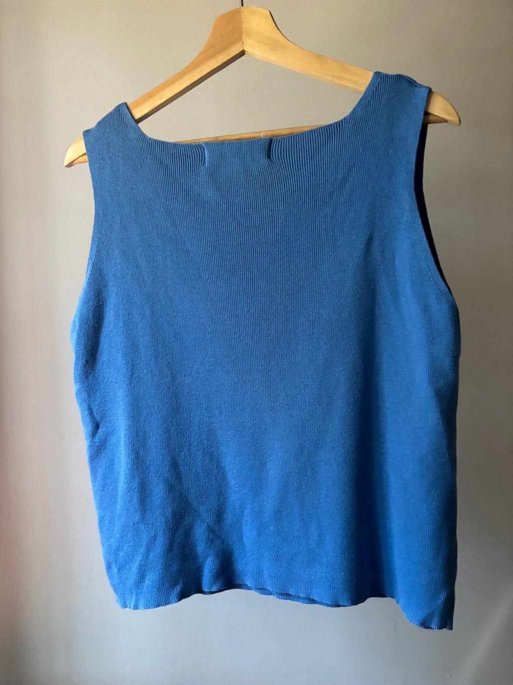 1990s Cobalt Blue Square Neck Cotton Top